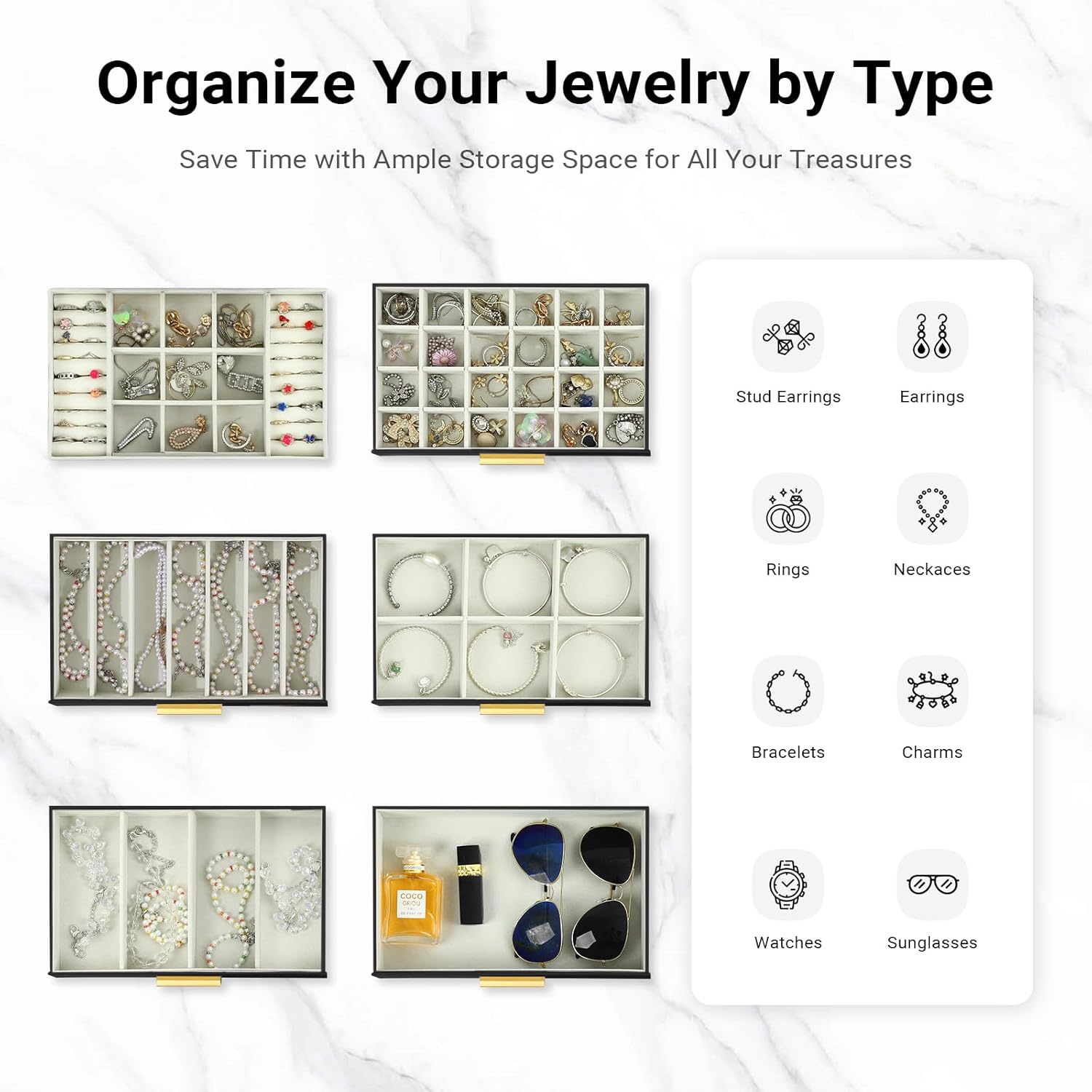 CARLA HOME 6-Layer Large Jewelry Organizer Box for Women with Mirror view 6