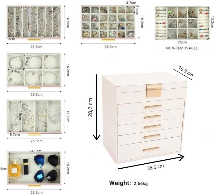 CARLA HOME 6-Layer Large Jewelry Organizer Box for Women with Mirror view 3