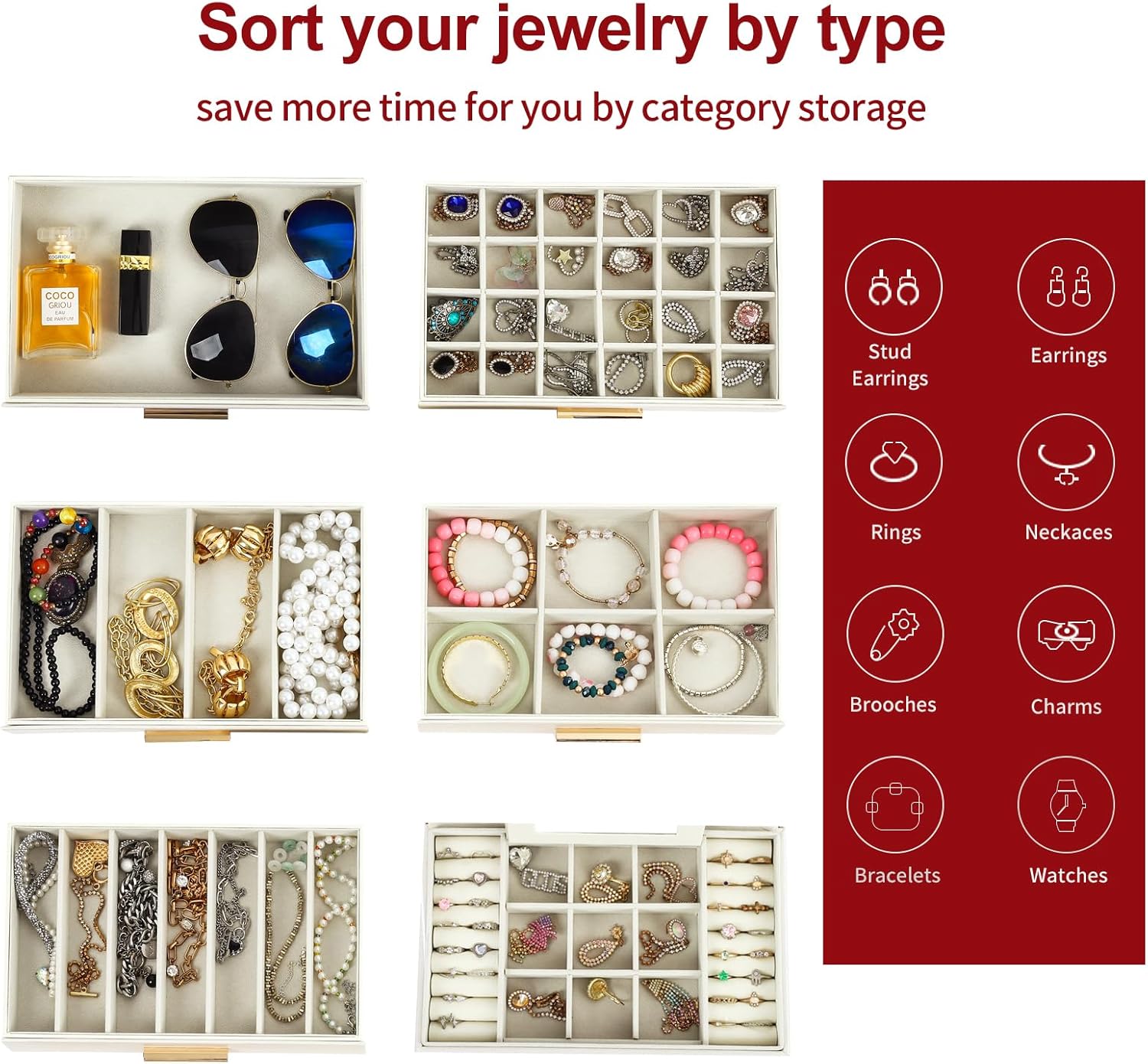 CARLA HOME 6-Layer Large Jewelry Organizer Box for Women with Mirror view 5