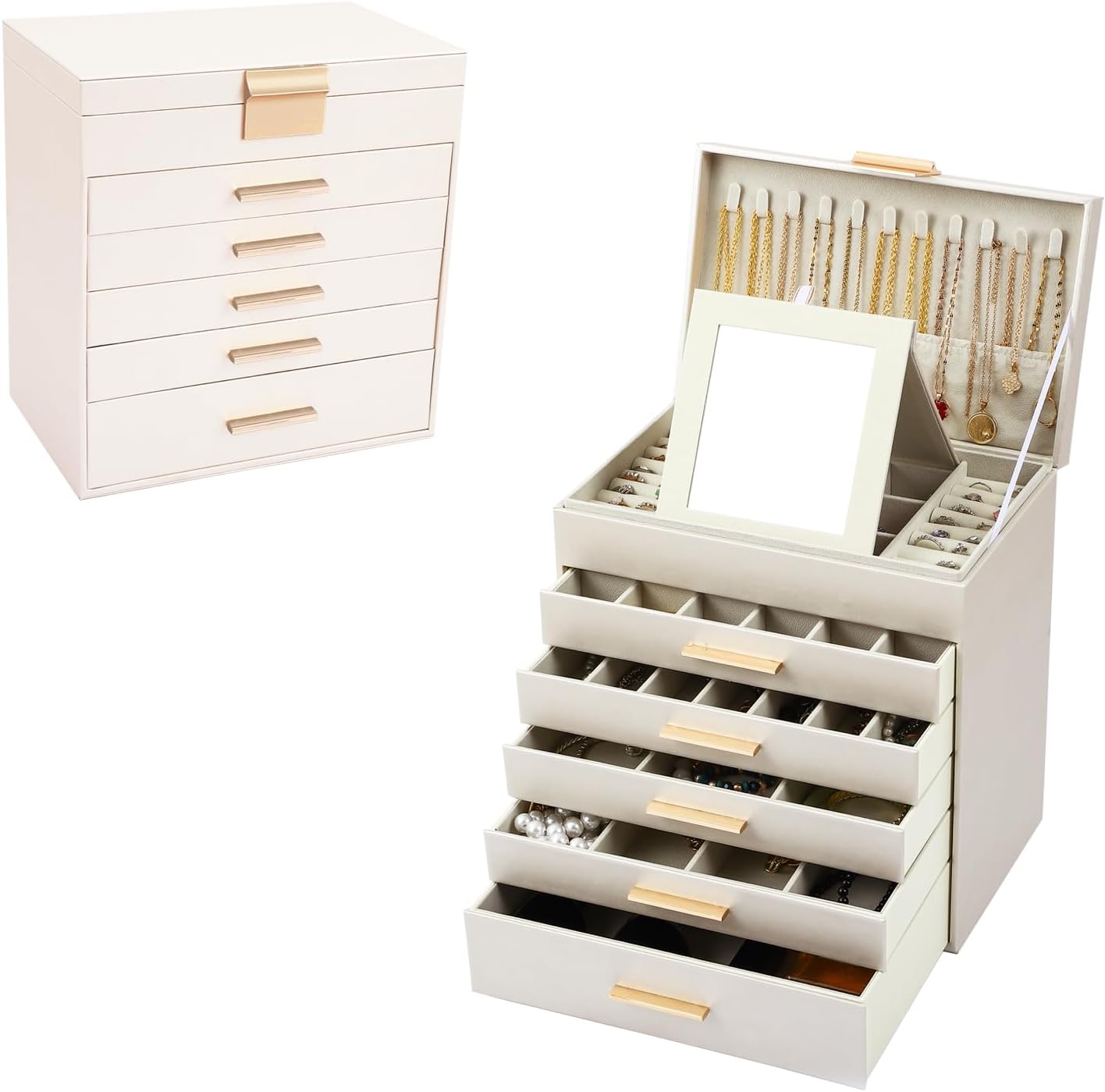 CARLA HOME 6-Layer Large Jewelry Organizer Box for Women with Mirror view 9