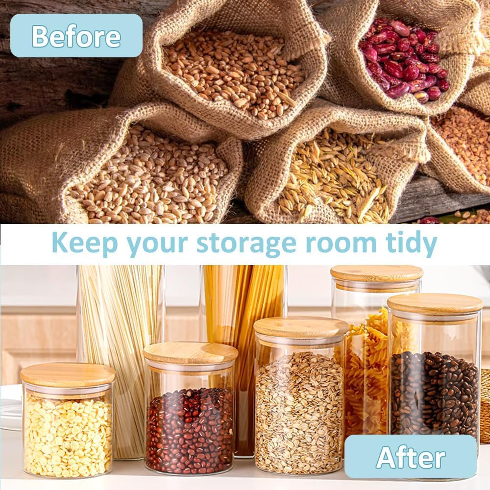 CARLA HOME 12 Pack Glass Storage Jars with Bamboo Lids for Kitchen Pantry view 7