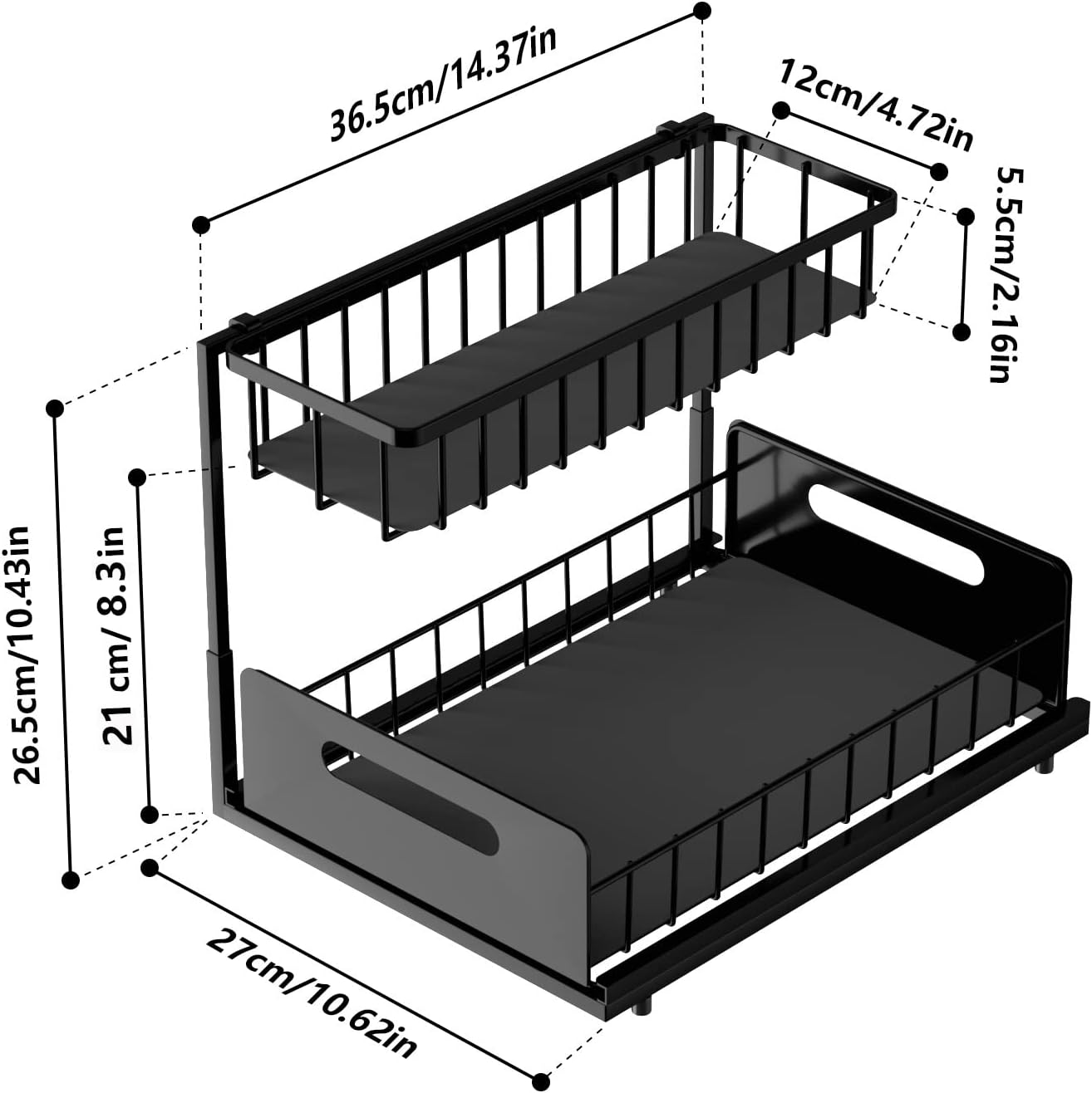 CARLA HOME 2 Tier Under Sink Organiser with Sliding Drawers for Kitchen & Bathroom view 8