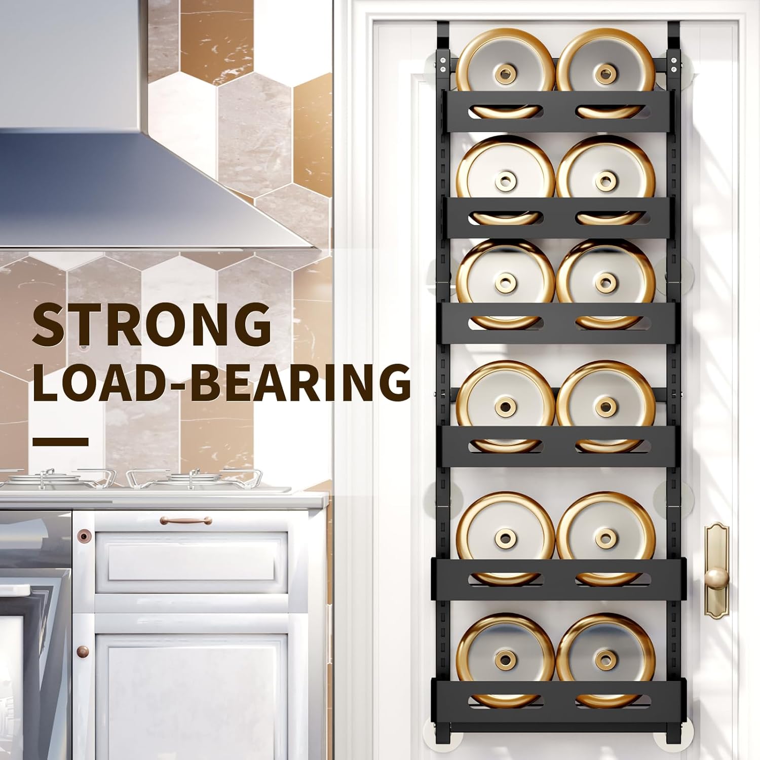 CARLA HOME 6 Tier Over the Door Organizer with Adjustable Metal Pantry Storage view 3