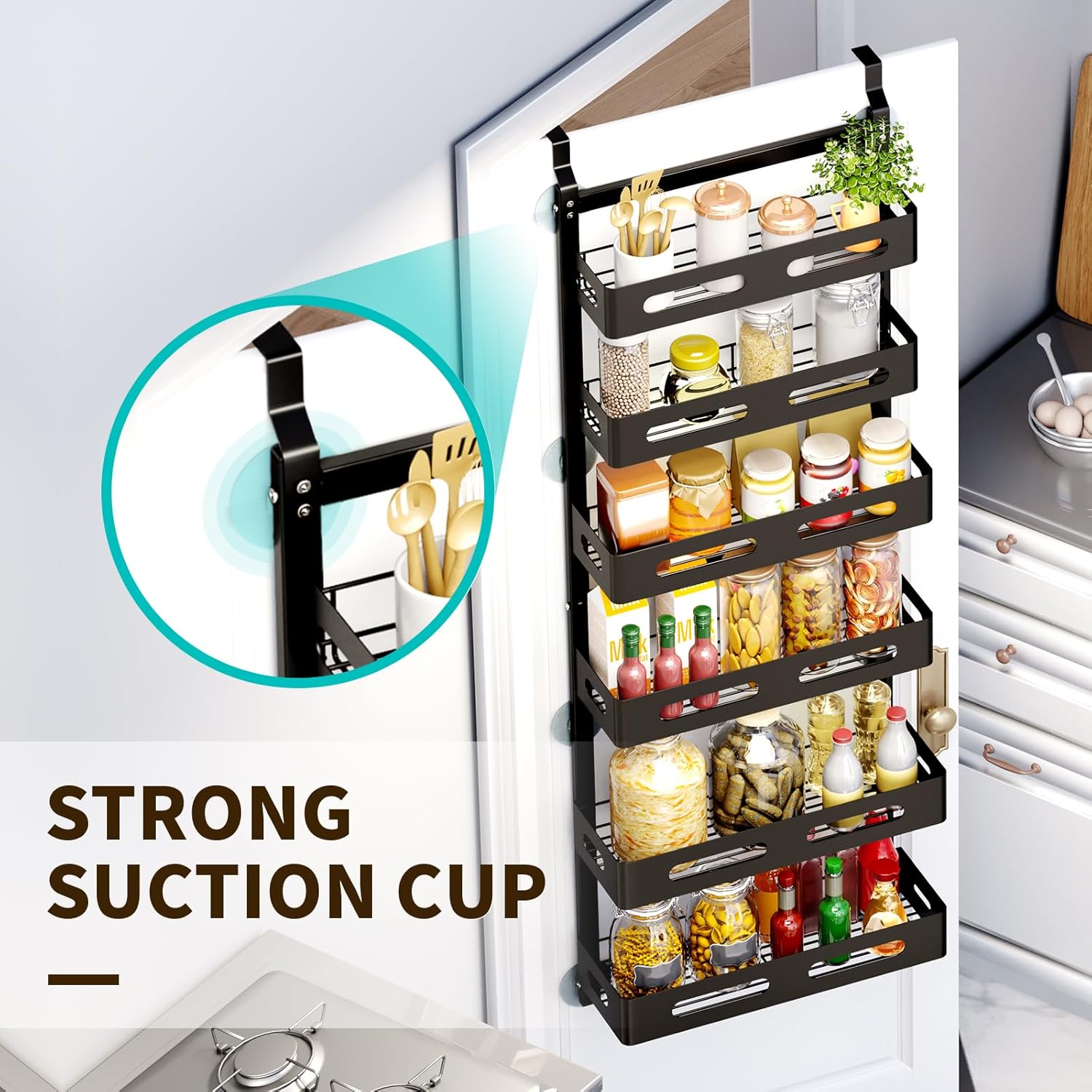 CARLA HOME 6 Tier Over the Door Organizer with Adjustable Metal Pantry Storage view 4