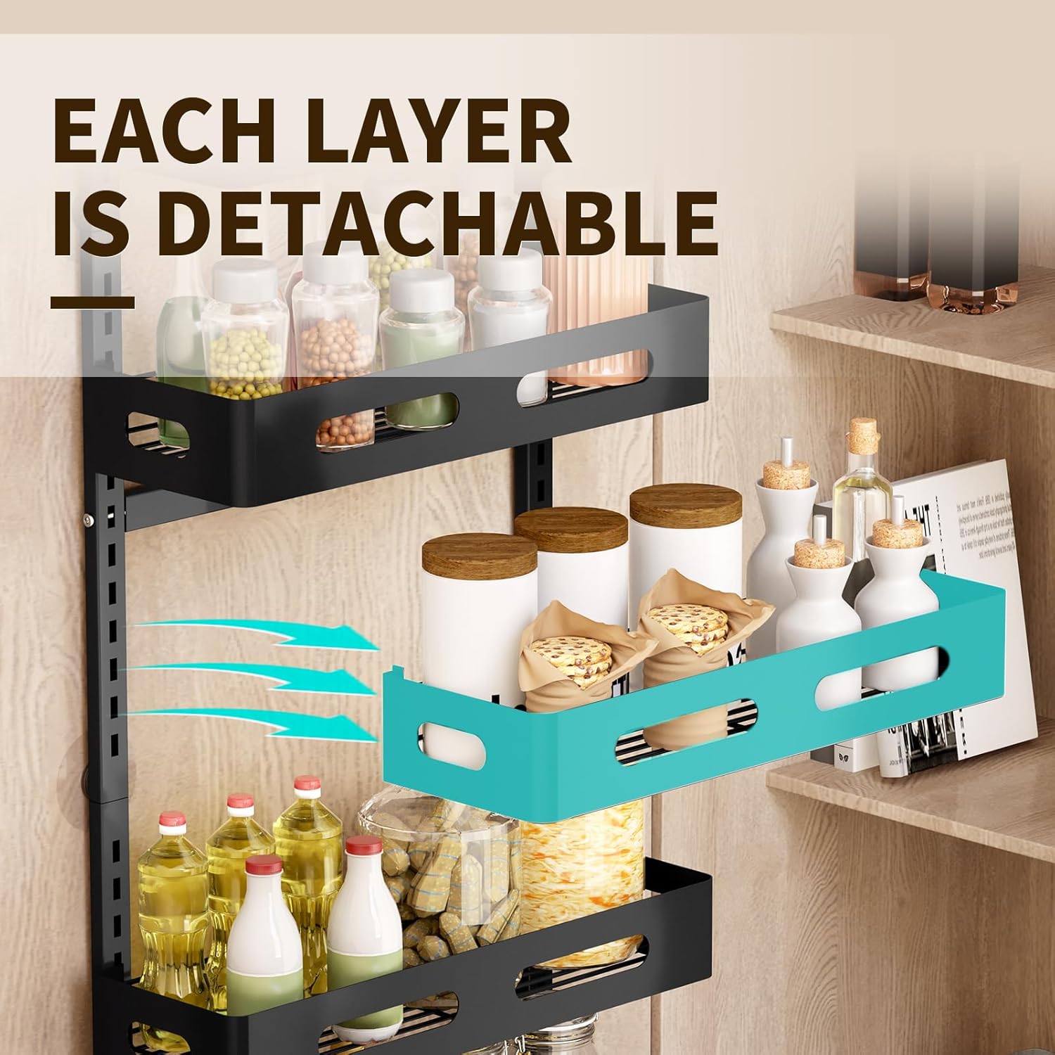 CARLA HOME 6 Tier Over the Door Organizer with Adjustable Metal Pantry Storage view 5