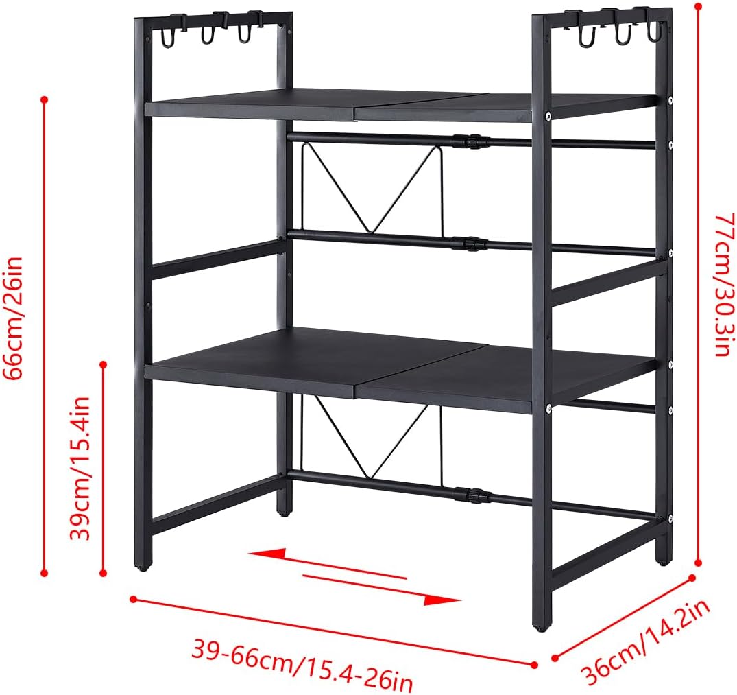 CARLA HOME 3-Tier Microwave Oven Rack with Adjustable Metal Kitchen Shelf view 7