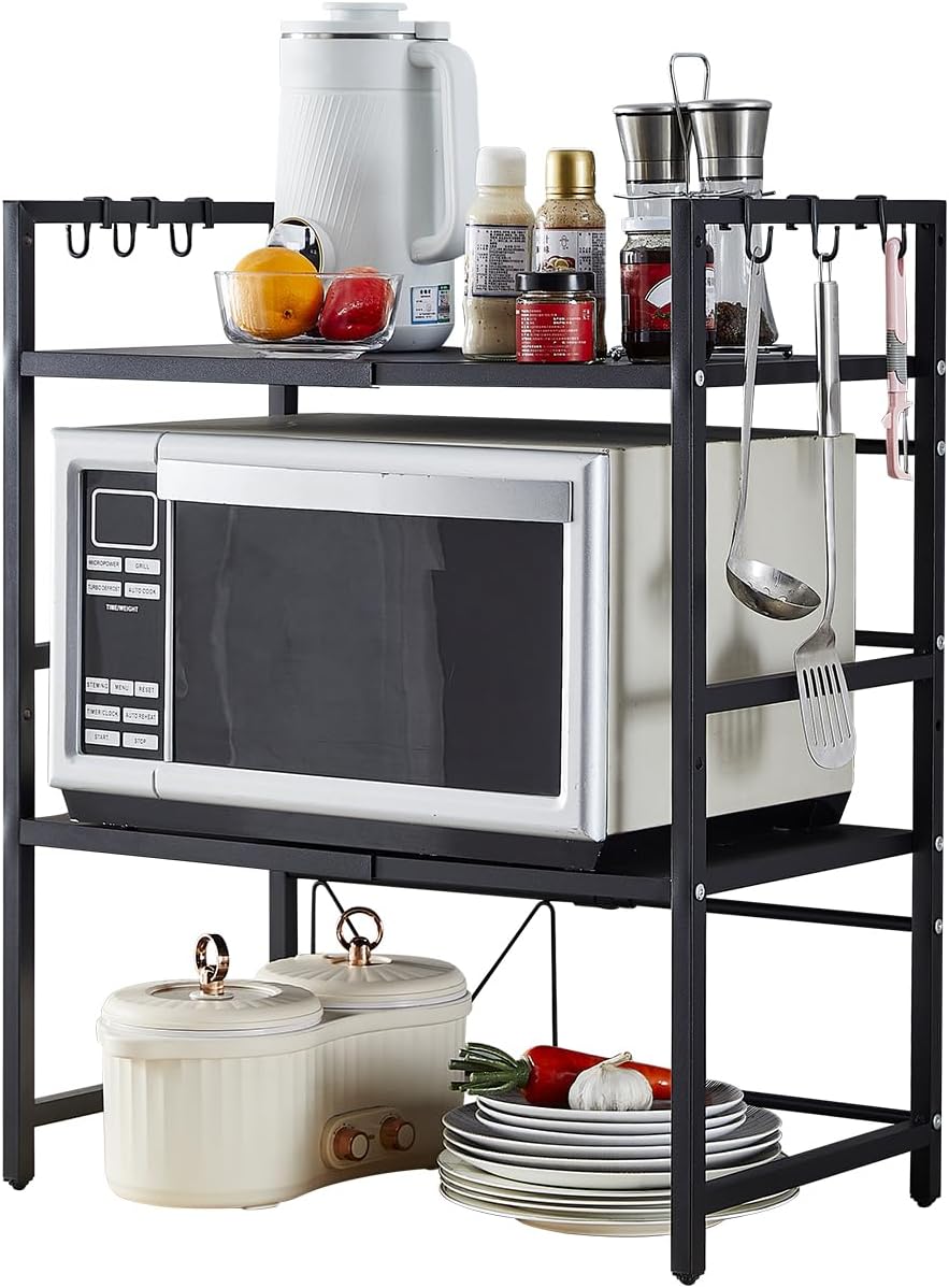 CARLA HOME 3-Tier Microwave Oven Rack with Adjustable Metal Kitchen Shelf view 8
