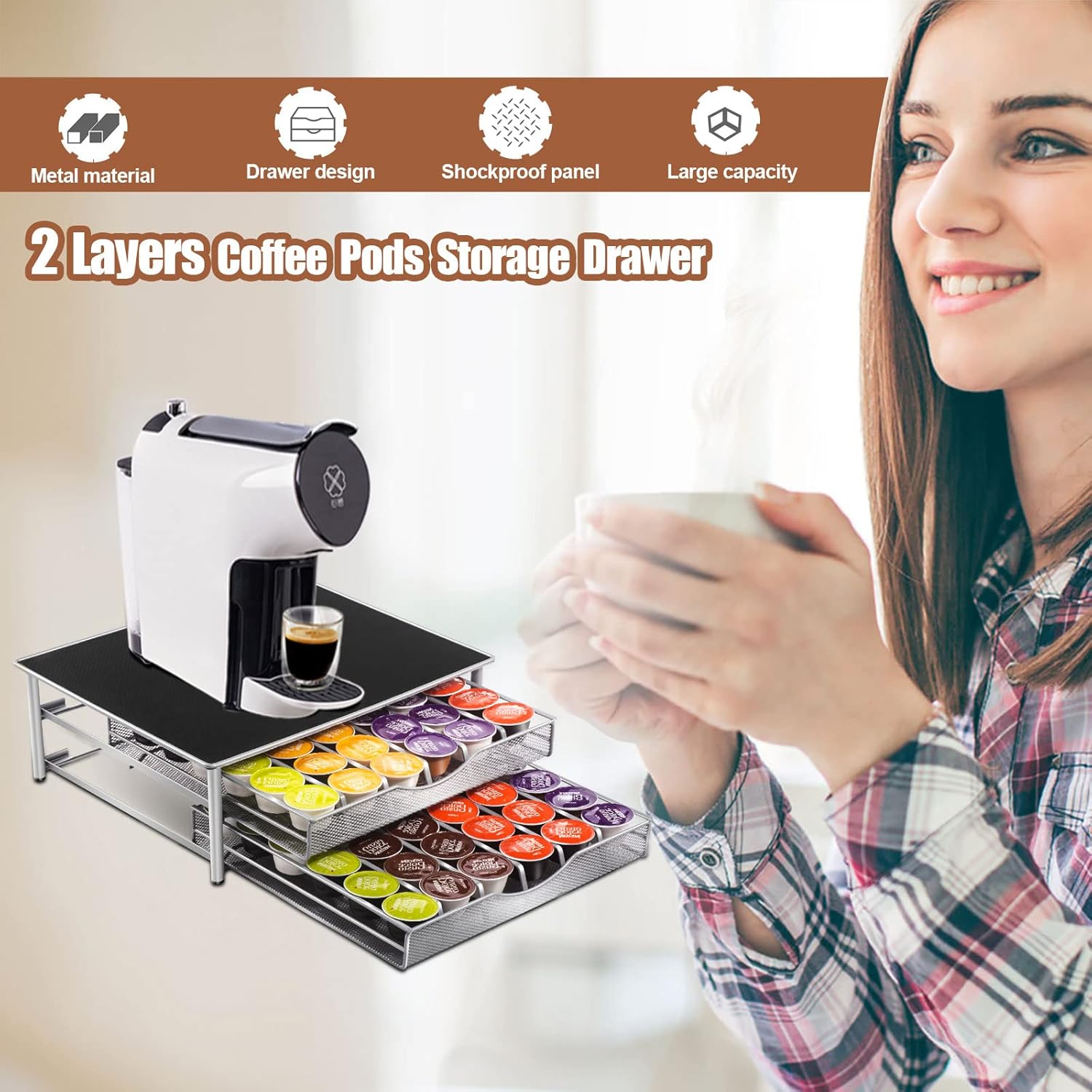 CARLA HOME K-Cup Coffee Pod Drawer for 72 Coffee Pods Storage for Home Kitchen view 2