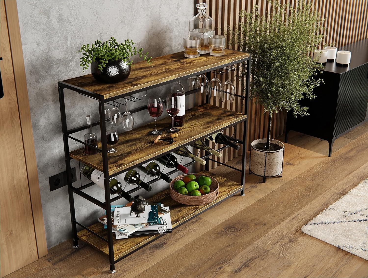 CARLA HOME Large Wine Rack with Glass Holder view 2
