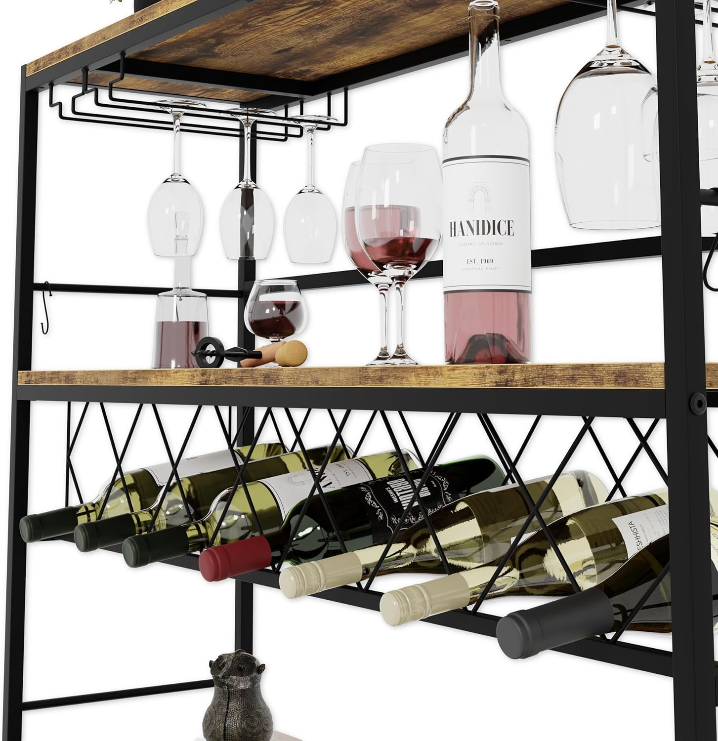 CARLA HOME Large Wine Rack with Glass Holder view 3