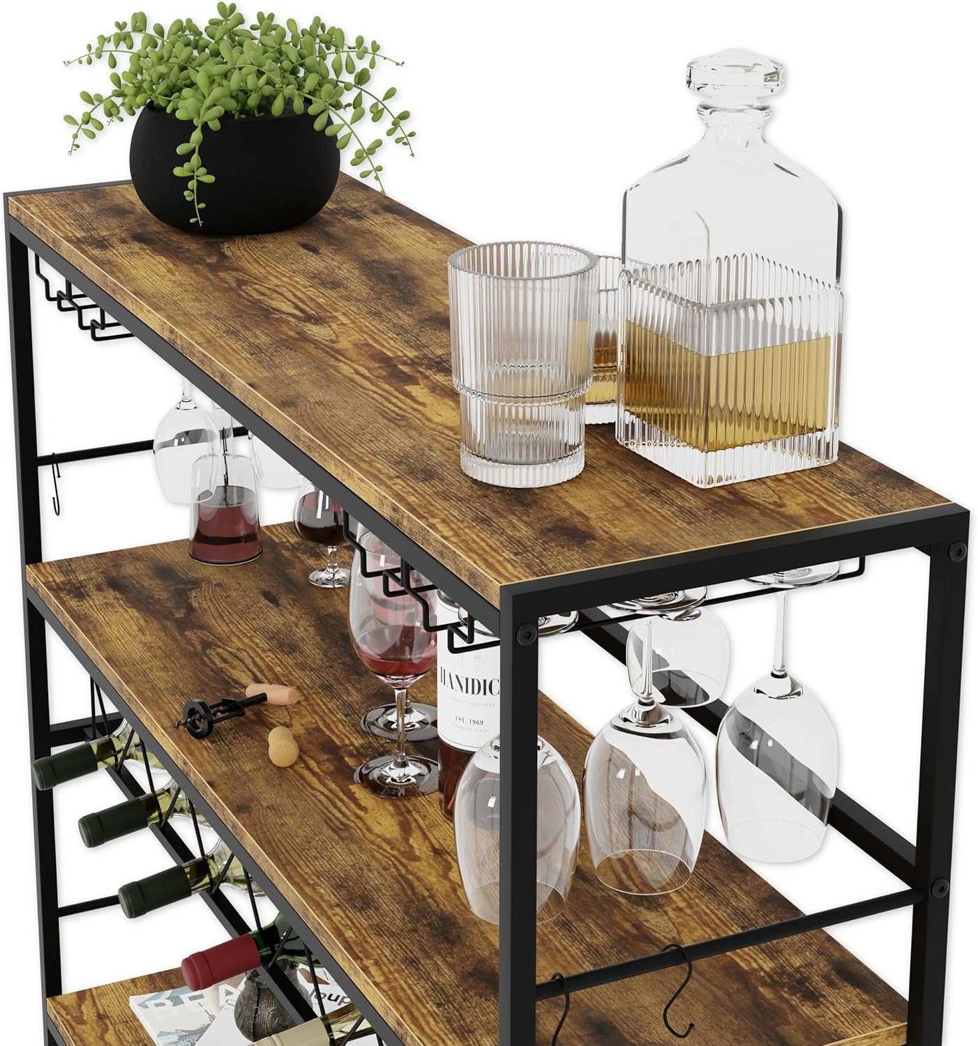 CARLA HOME Large Wine Rack with Glass Holder view 4
