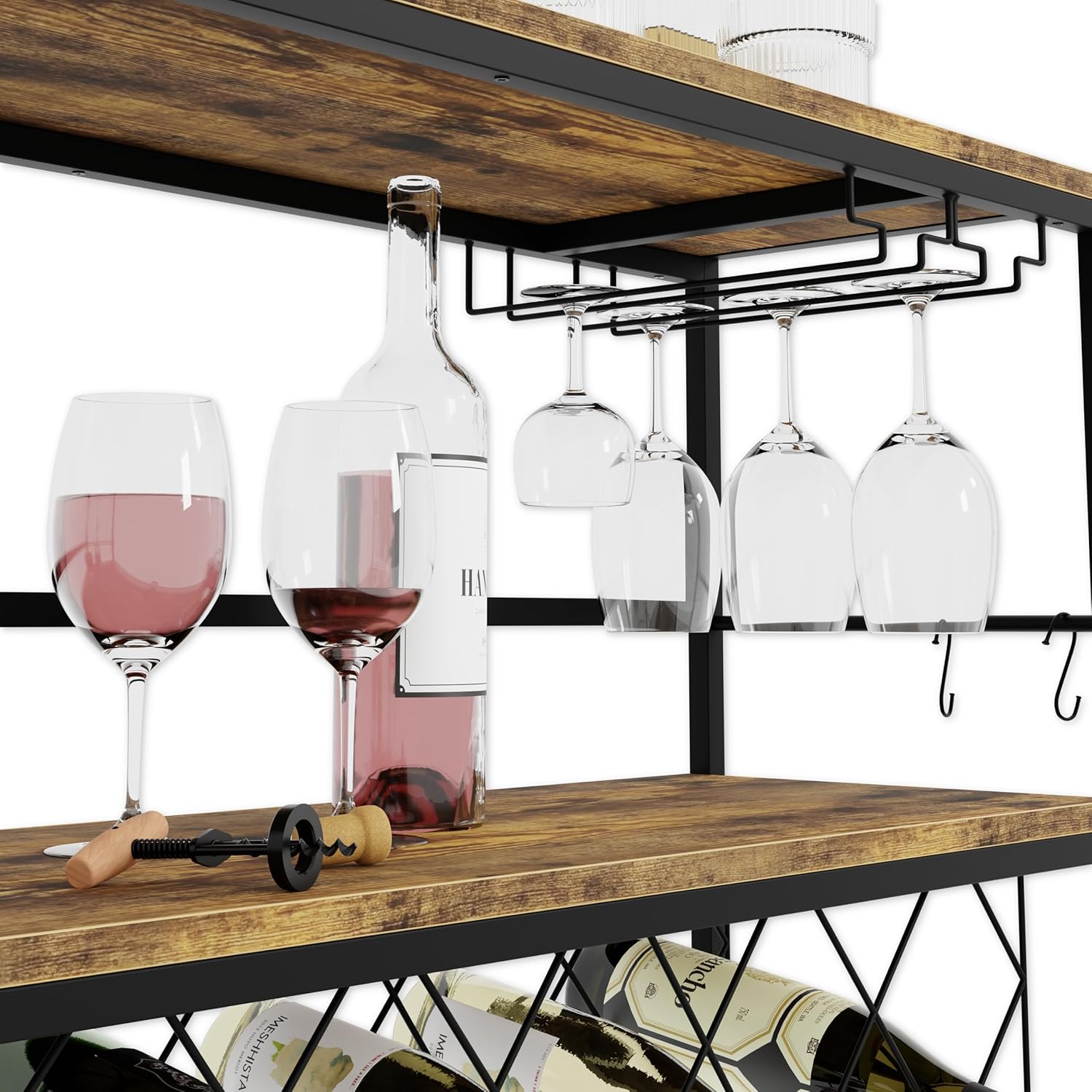 CARLA HOME Large Wine Rack with Glass Holder view 6