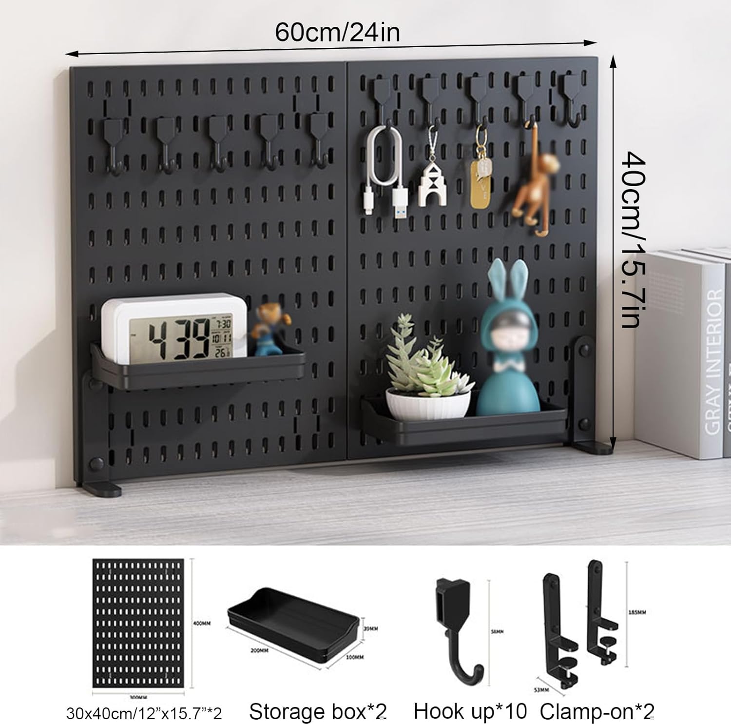 CARLA HOME 2 Pack Desk Pegboard Organizer Kit with Hooks view 2