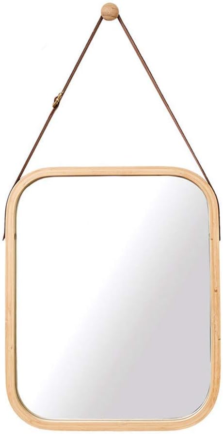CARLA HOME Hanging Wall Mirror with Bamboo Frame with Adjustable Leather Strap view 8