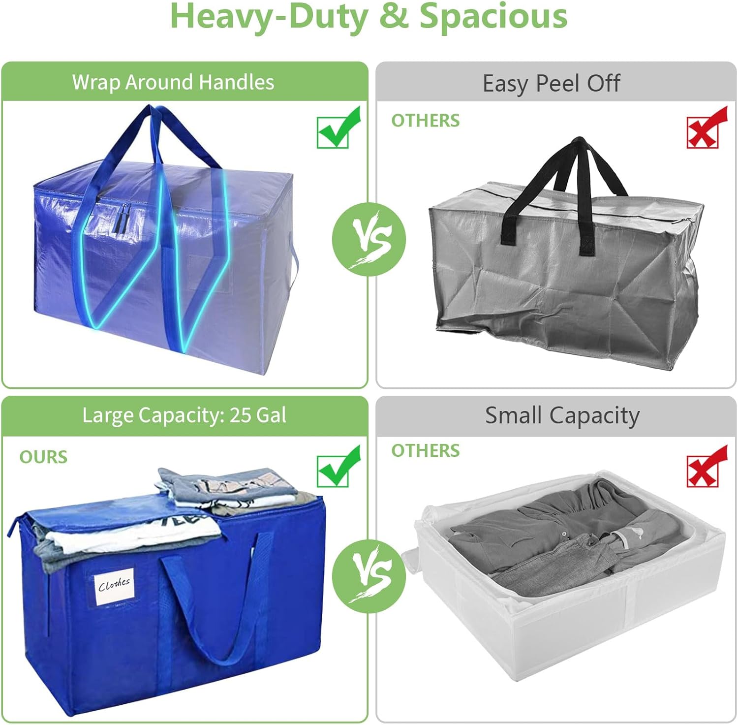 CARLA HOME 6-Pack Large Moving Storage Bags with Zippers & Handles with 95 view 4