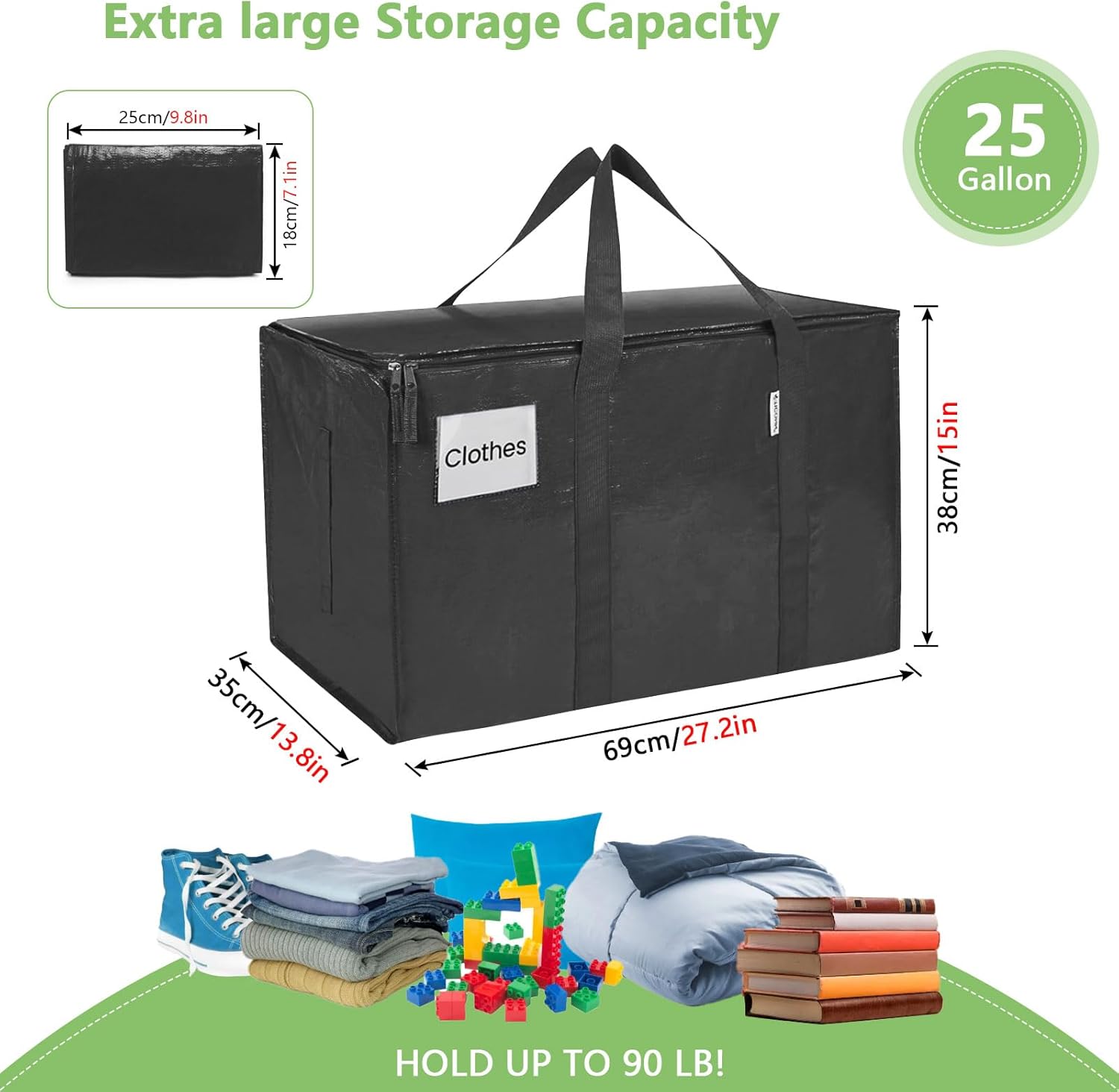 CARLA HOME 6-Pack Large Moving Storage Bags with Zippers & Handles with 95 view 2