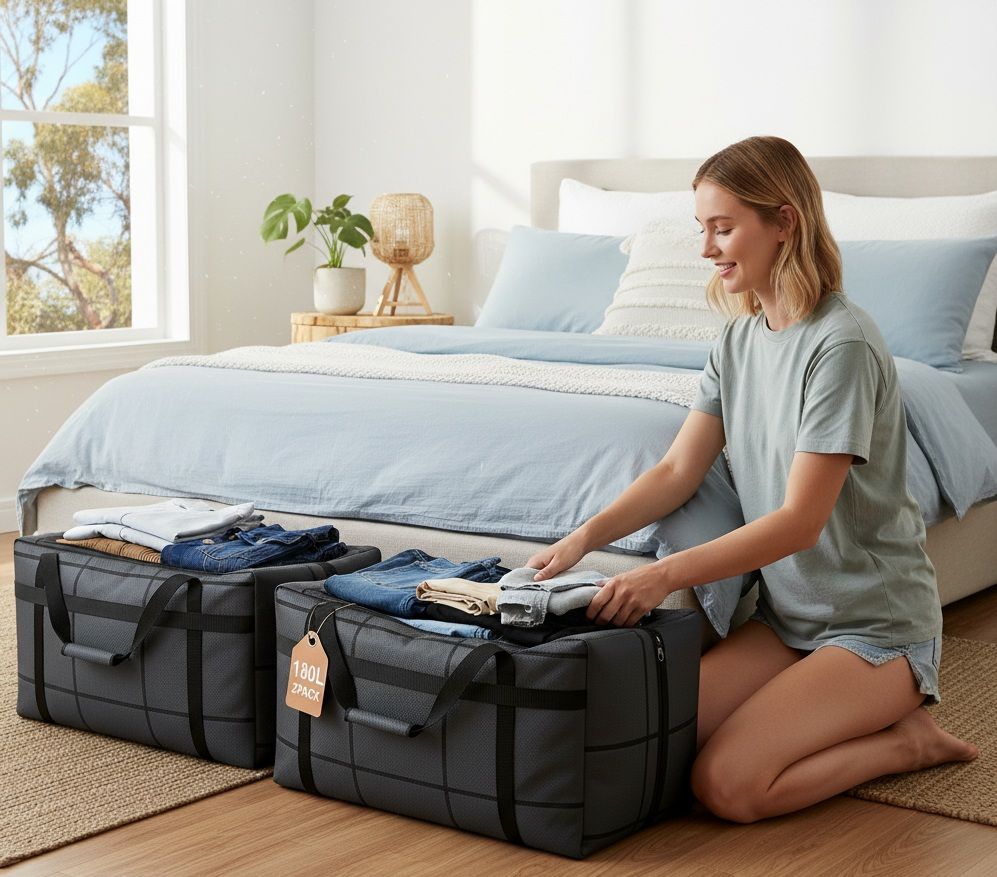 CARLA HOME 2-Pack 180L Extra Large Moving Storage Bags with Handles & Duty view 2