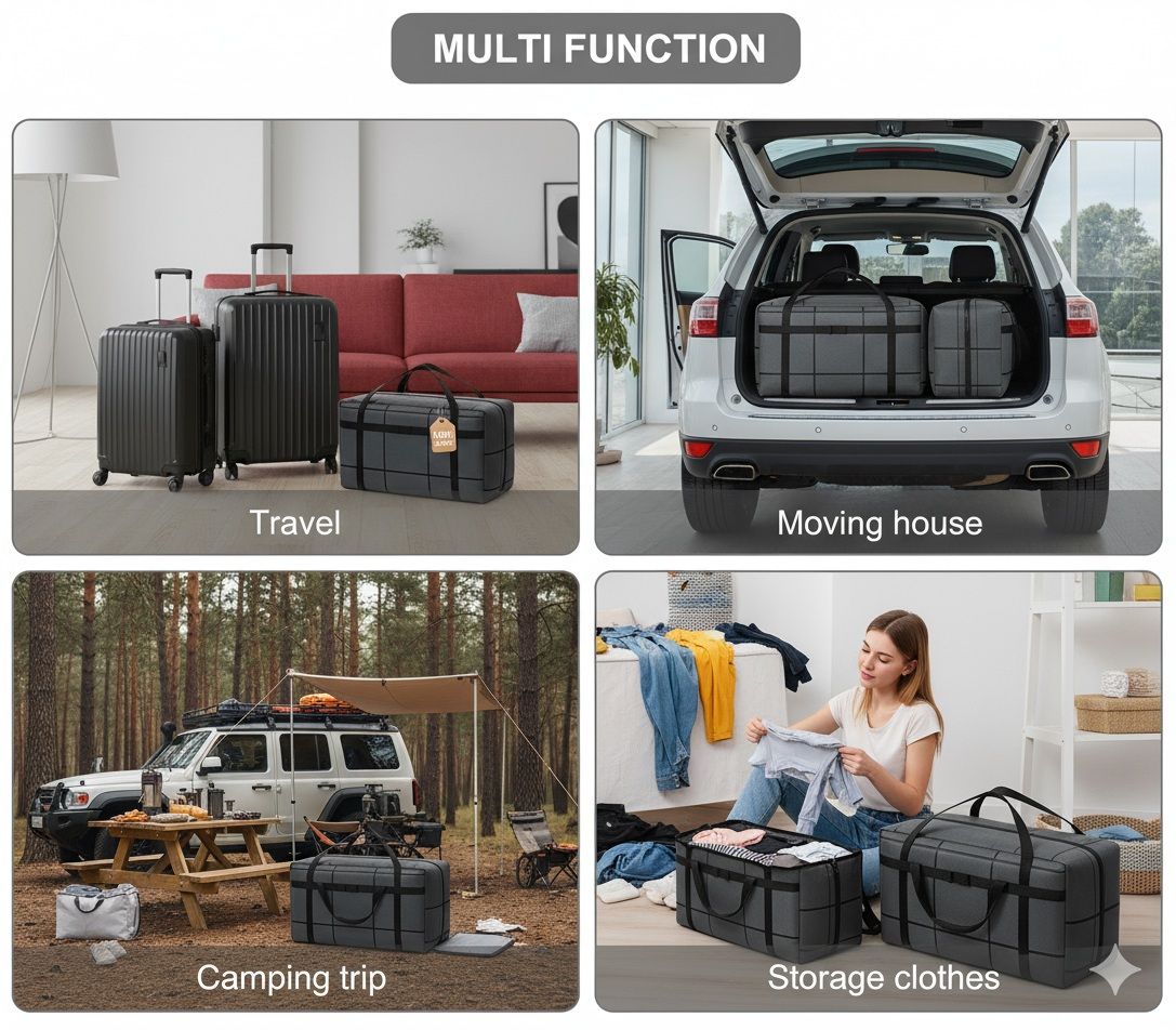 CARLA HOME 2-Pack 180L Extra Large Moving Storage Bags with Handles & Duty view 3