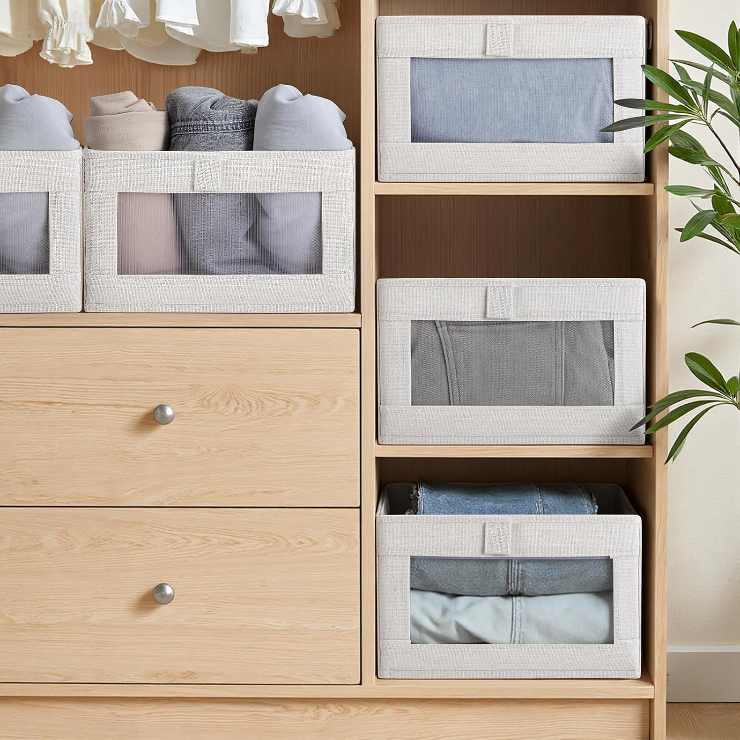 CARLA HOME 6 Pack Closet Storage Bins with Clear Window for Shelves view 2