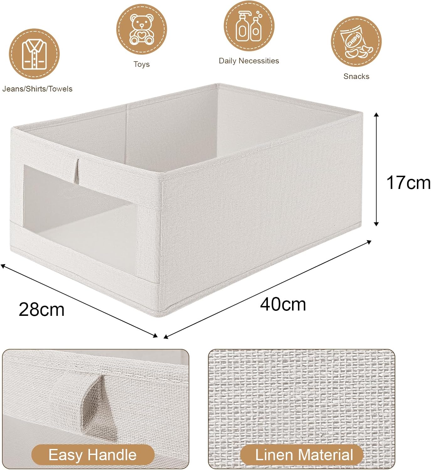 CARLA HOME 6 Pack Closet Storage Bins with Clear Window for Shelves view 3