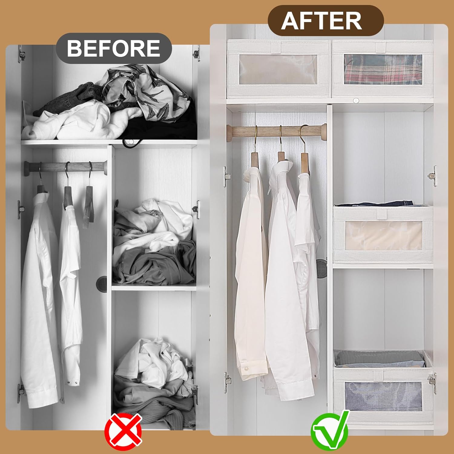 CARLA HOME 6 Pack Closet Storage Bins with Clear Window for Shelves view 4