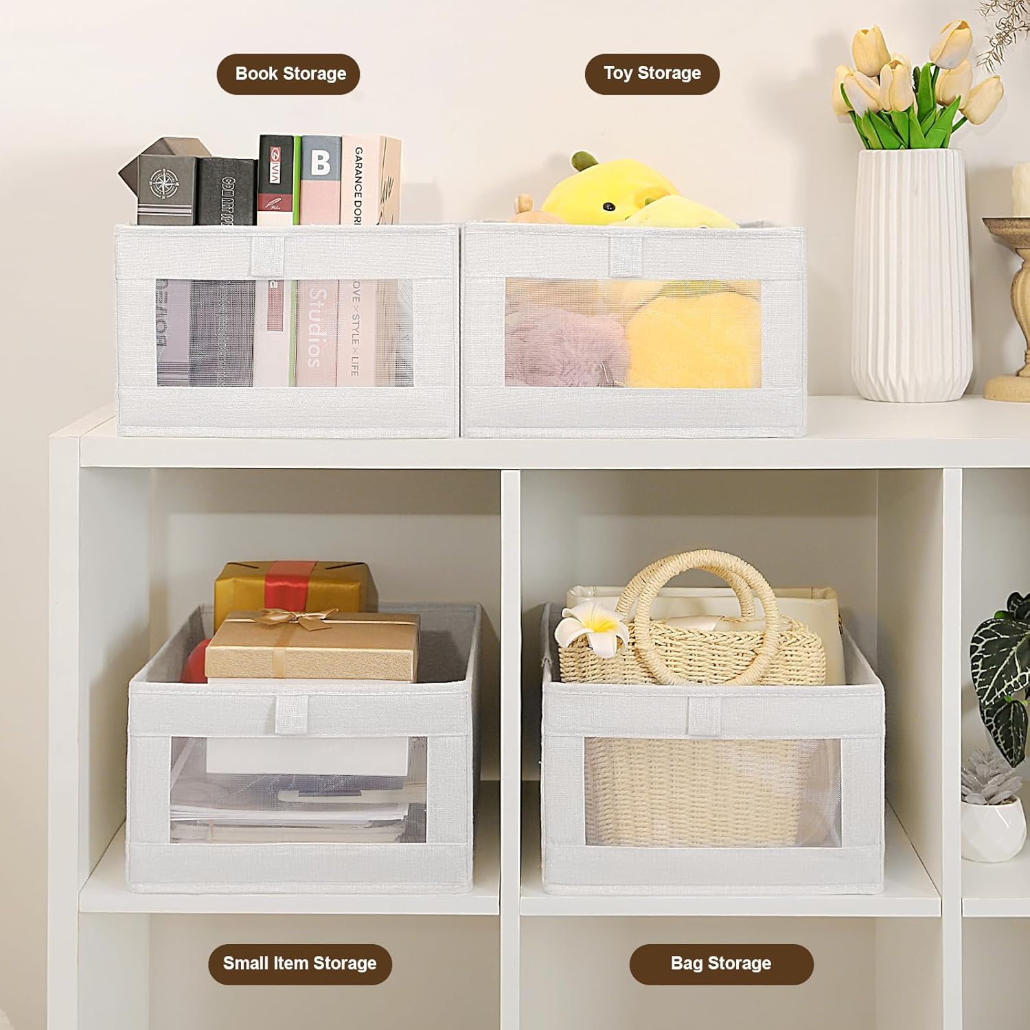 CARLA HOME 6 Pack Closet Storage Bins with Clear Window for Shelves view 6