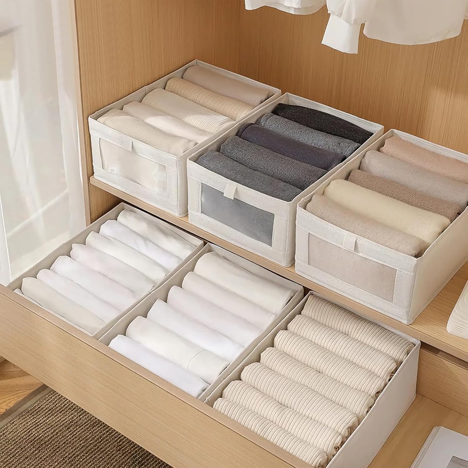 CARLA HOME 6 Pack Closet Storage Bins with Clear Window for Shelves view 8