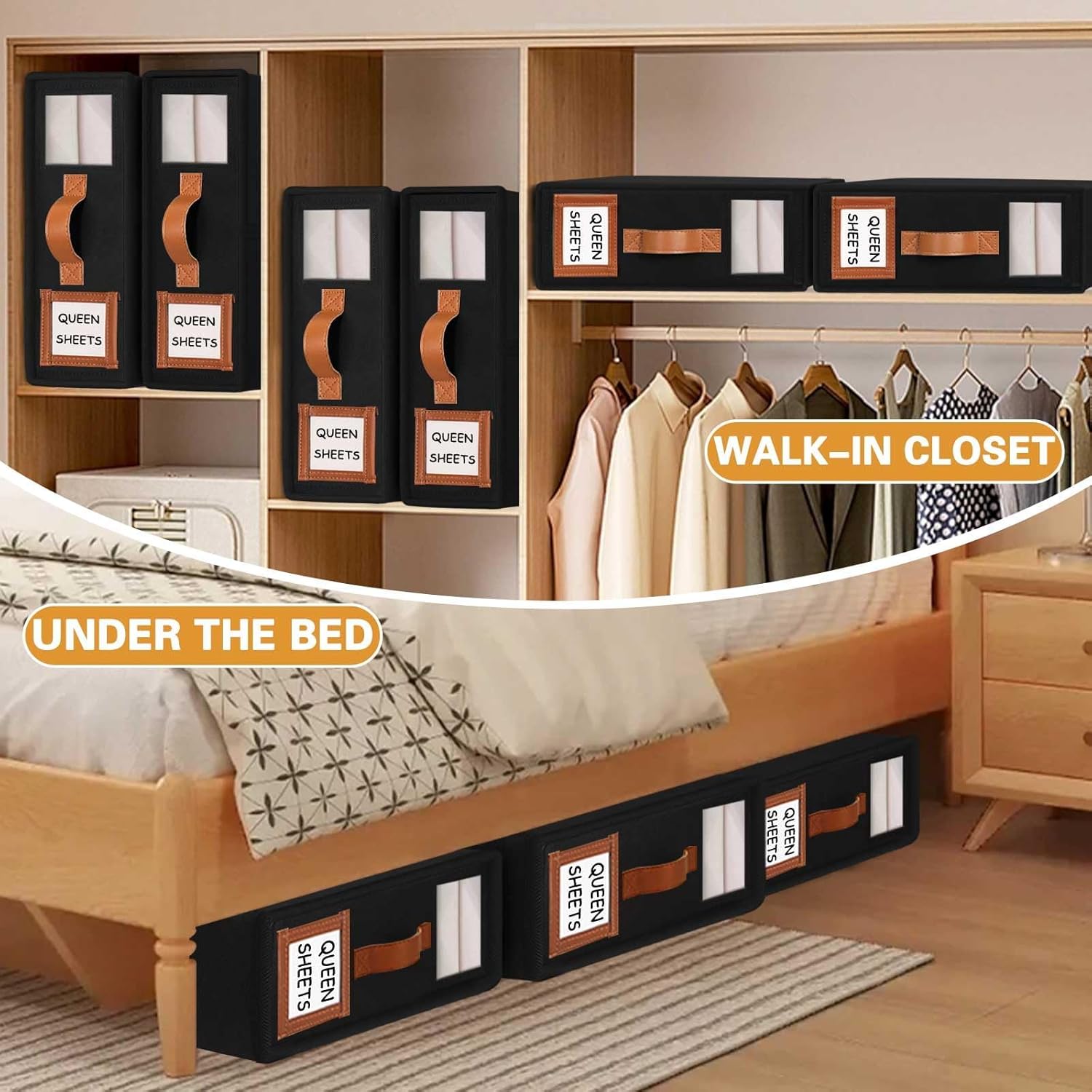 CARLA HOME Bed Sheet Organizer Set of 4 with Handle & Window for Covers view 4