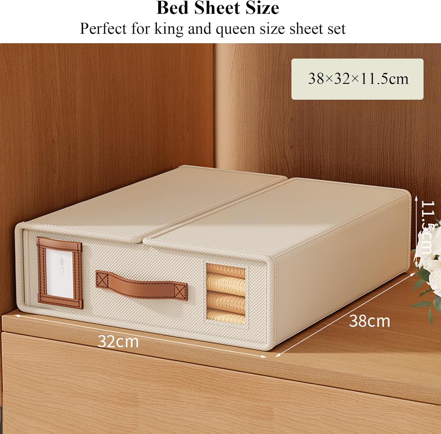 CARLA HOME Bed Sheet Organizer Set of 4 with Handle & Window for Covers view 2