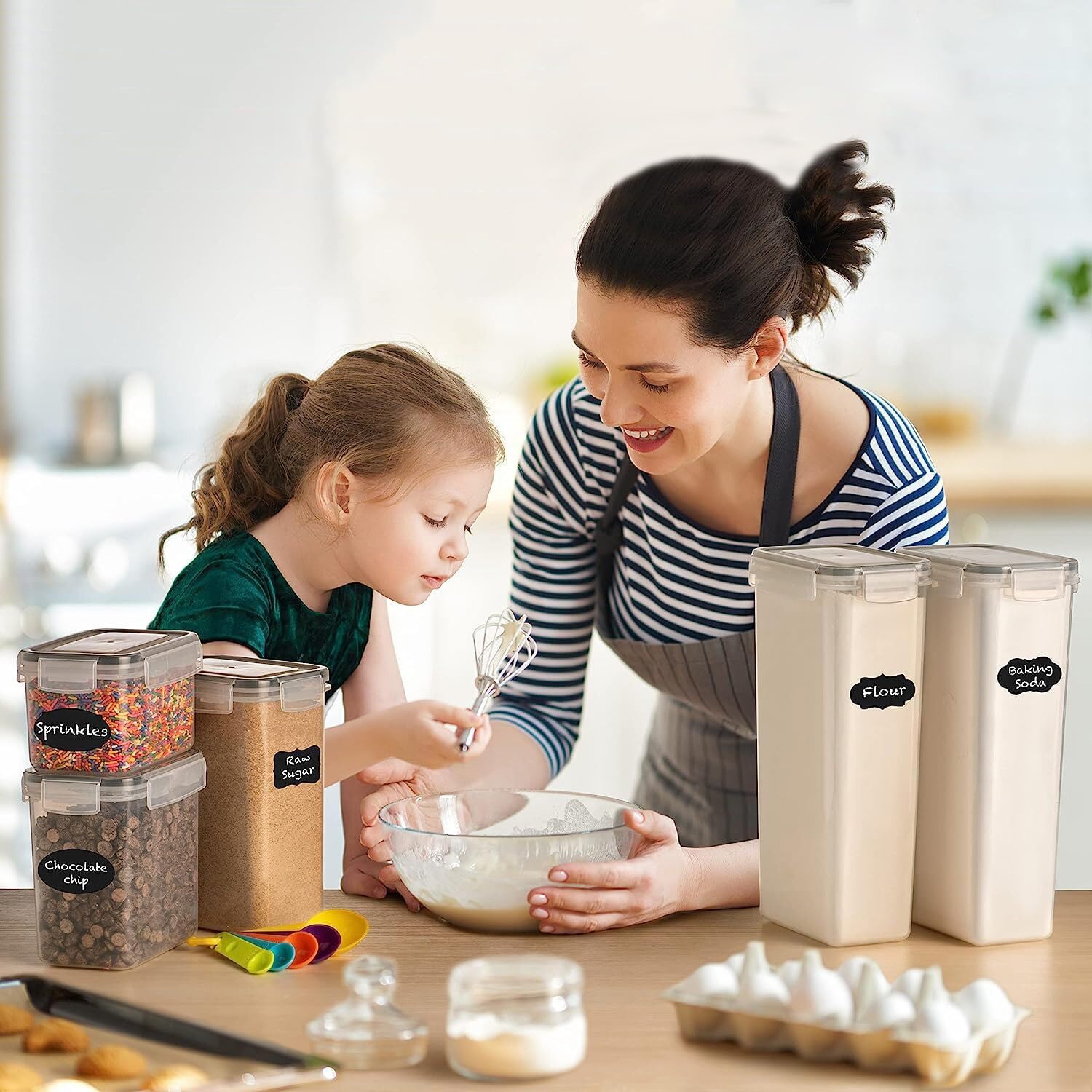 CARLA HOME 8 Piece Airtight Food Storage Containers Set with Lids & Labels for view 2