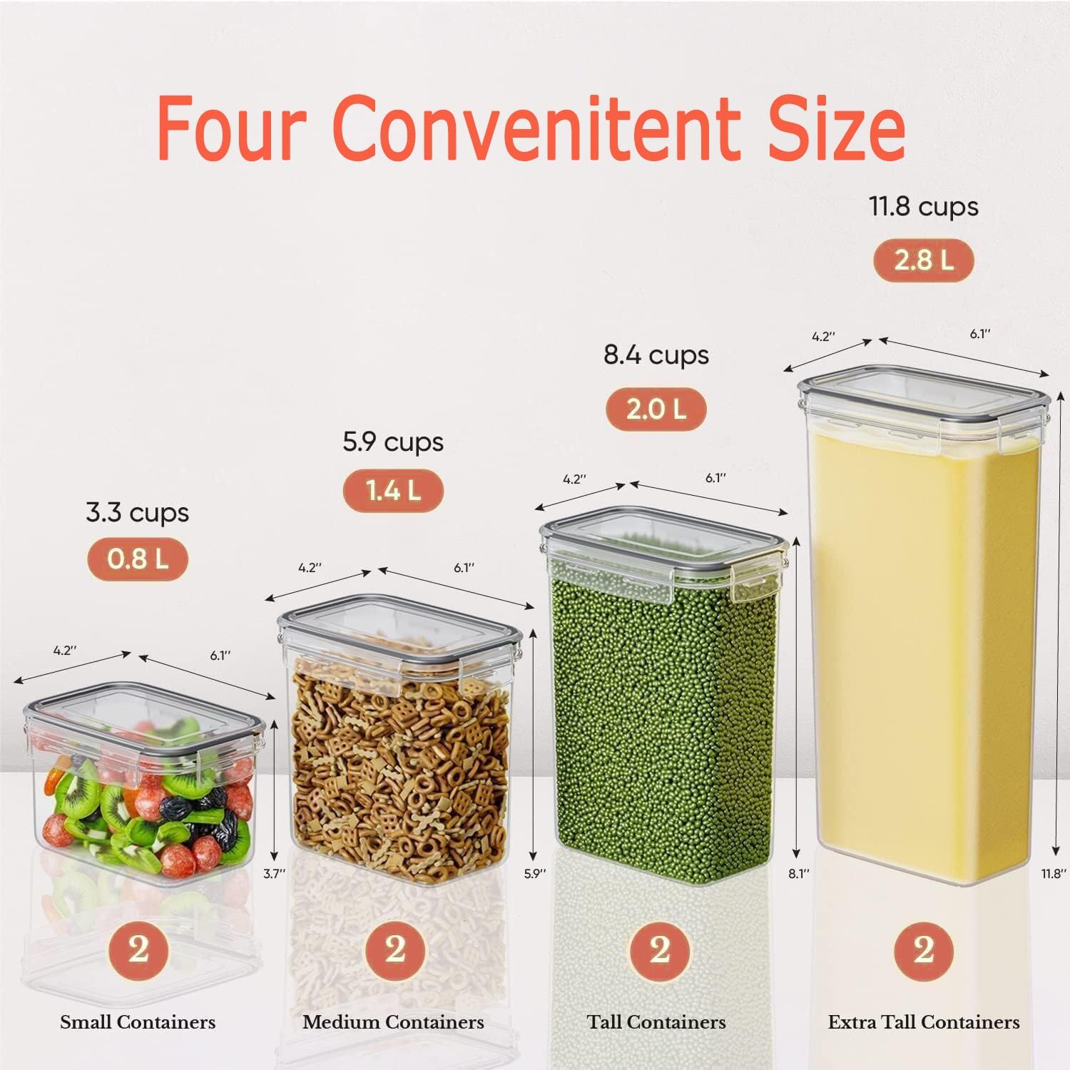 CARLA HOME 8 Piece Airtight Food Storage Containers Set with Lids & Labels for view 3