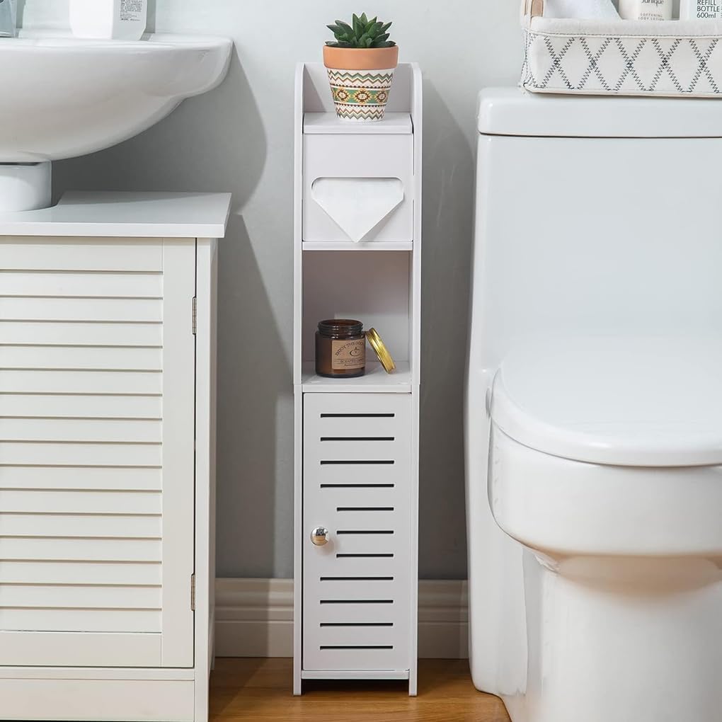 CARLA HOME Slim Bathroom Cabinet with Toilet Paper Holder for Toilet or view 2