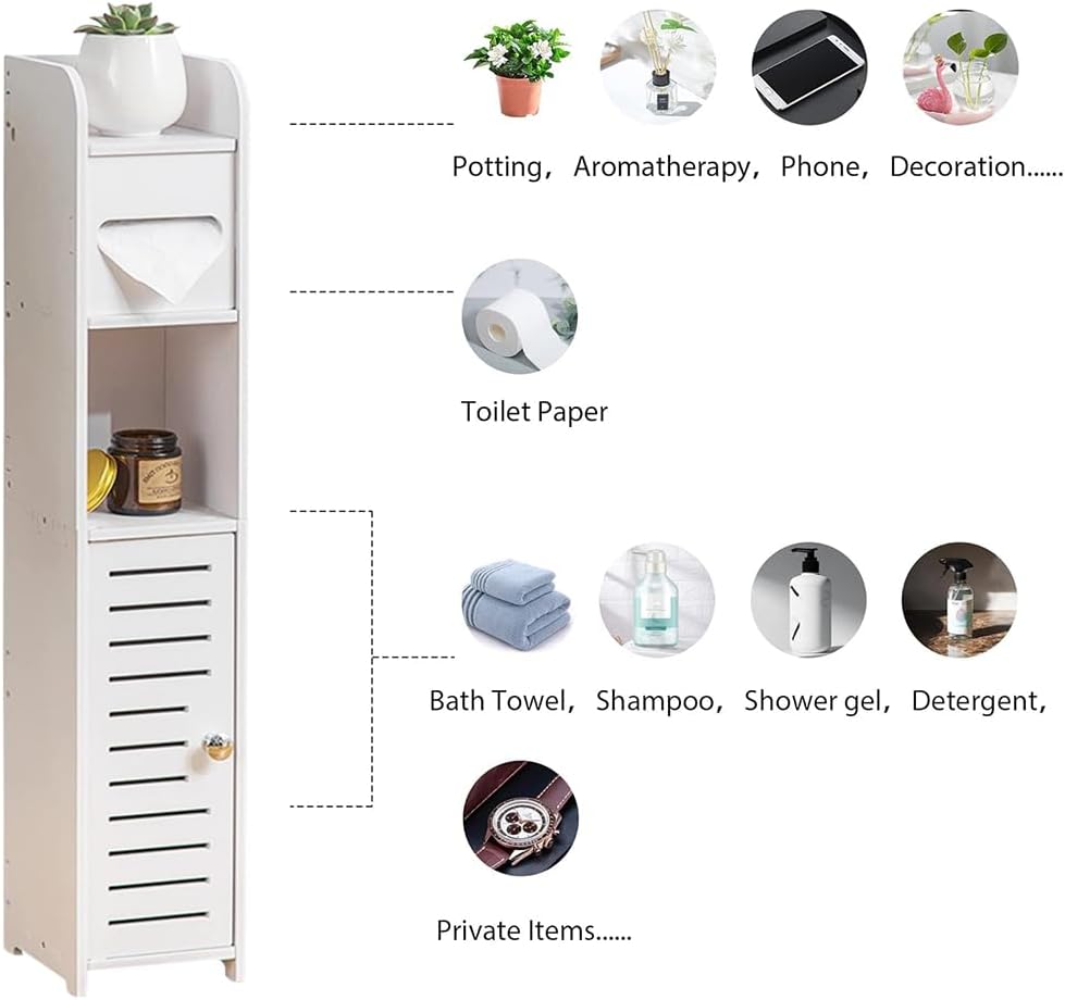 CARLA HOME Slim Bathroom Cabinet with Toilet Paper Holder for Toilet or view 6
