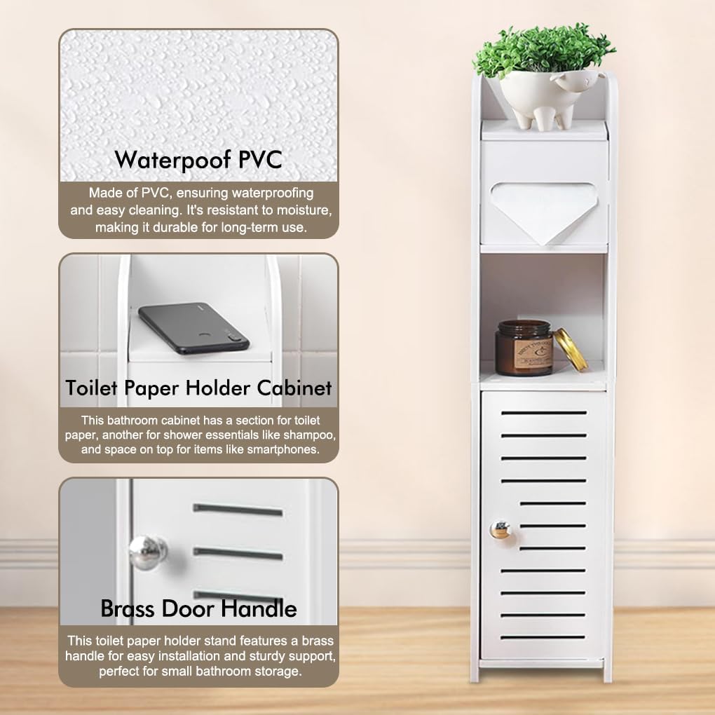 CARLA HOME Slim Bathroom Cabinet with Toilet Paper Holder for Toilet or view 7