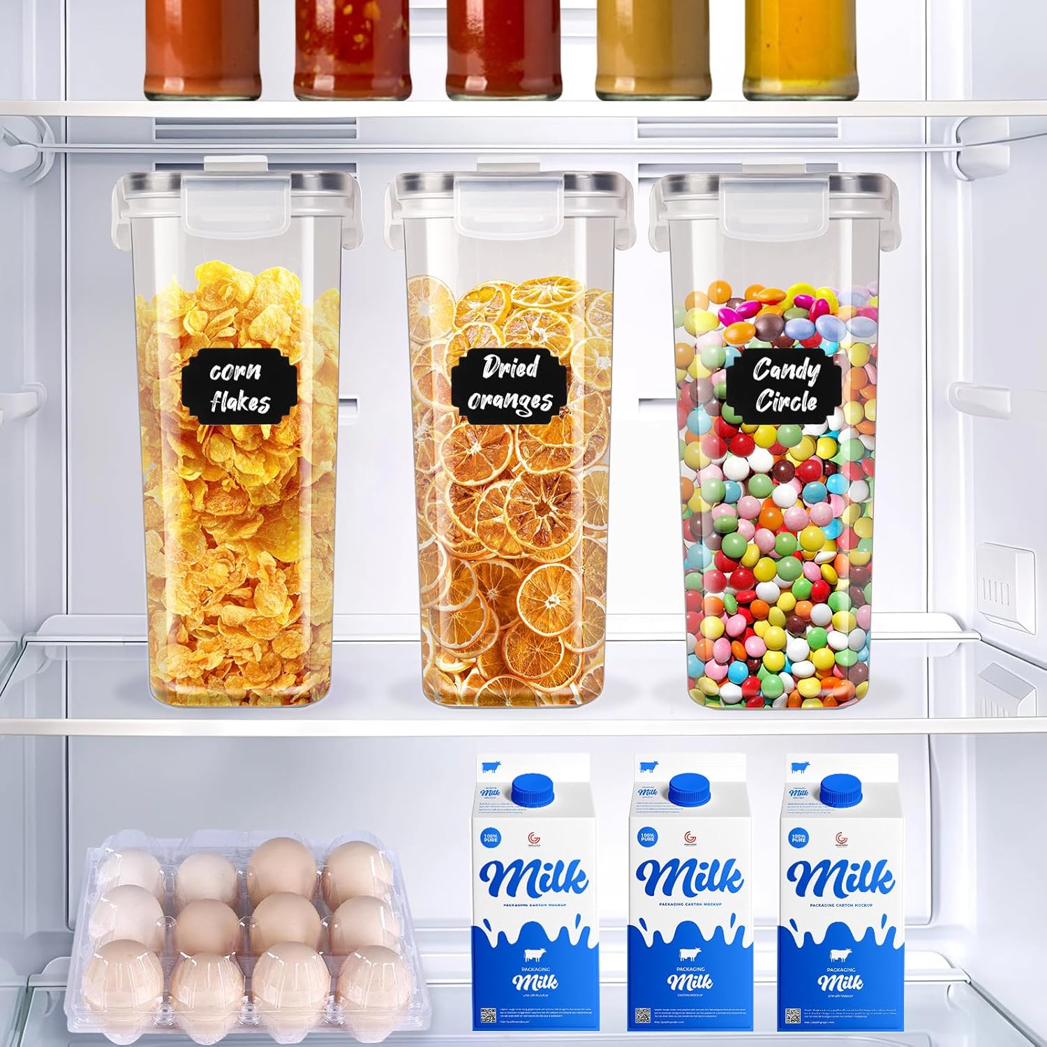 CARLA HOME Airtight Cereal Storage Containers BPA-Free Food Dispensers with view 2