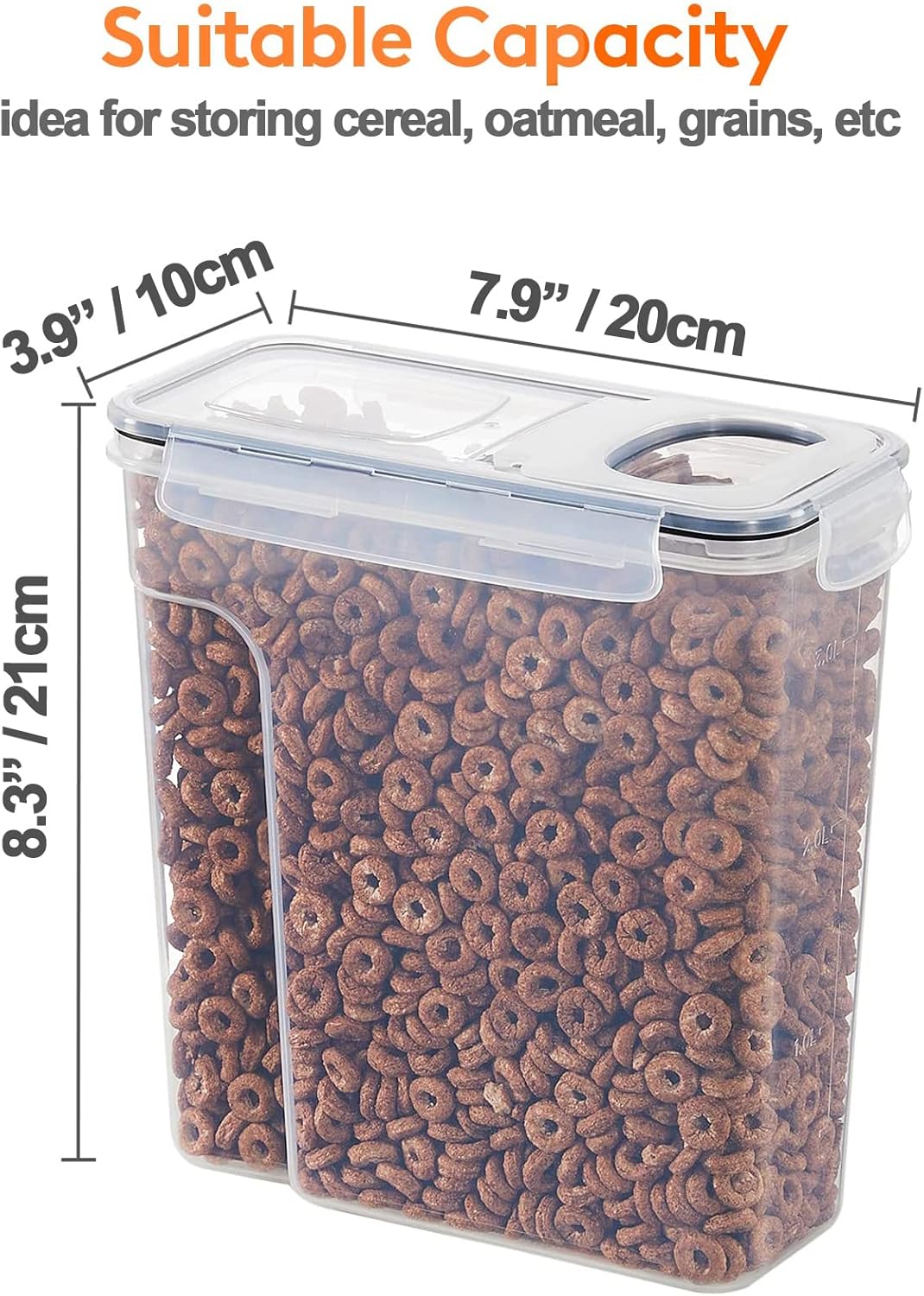 CARLA HOME Airtight Cereal Storage Containers BPA-Free Food Dispensers with view 3