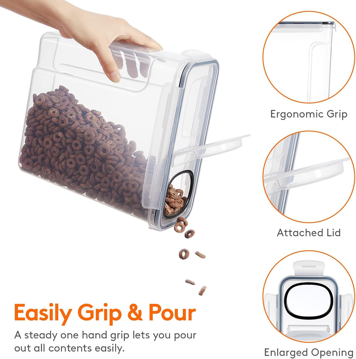 CARLA HOME Airtight Cereal Storage Containers BPA-Free Food Dispensers with view 4