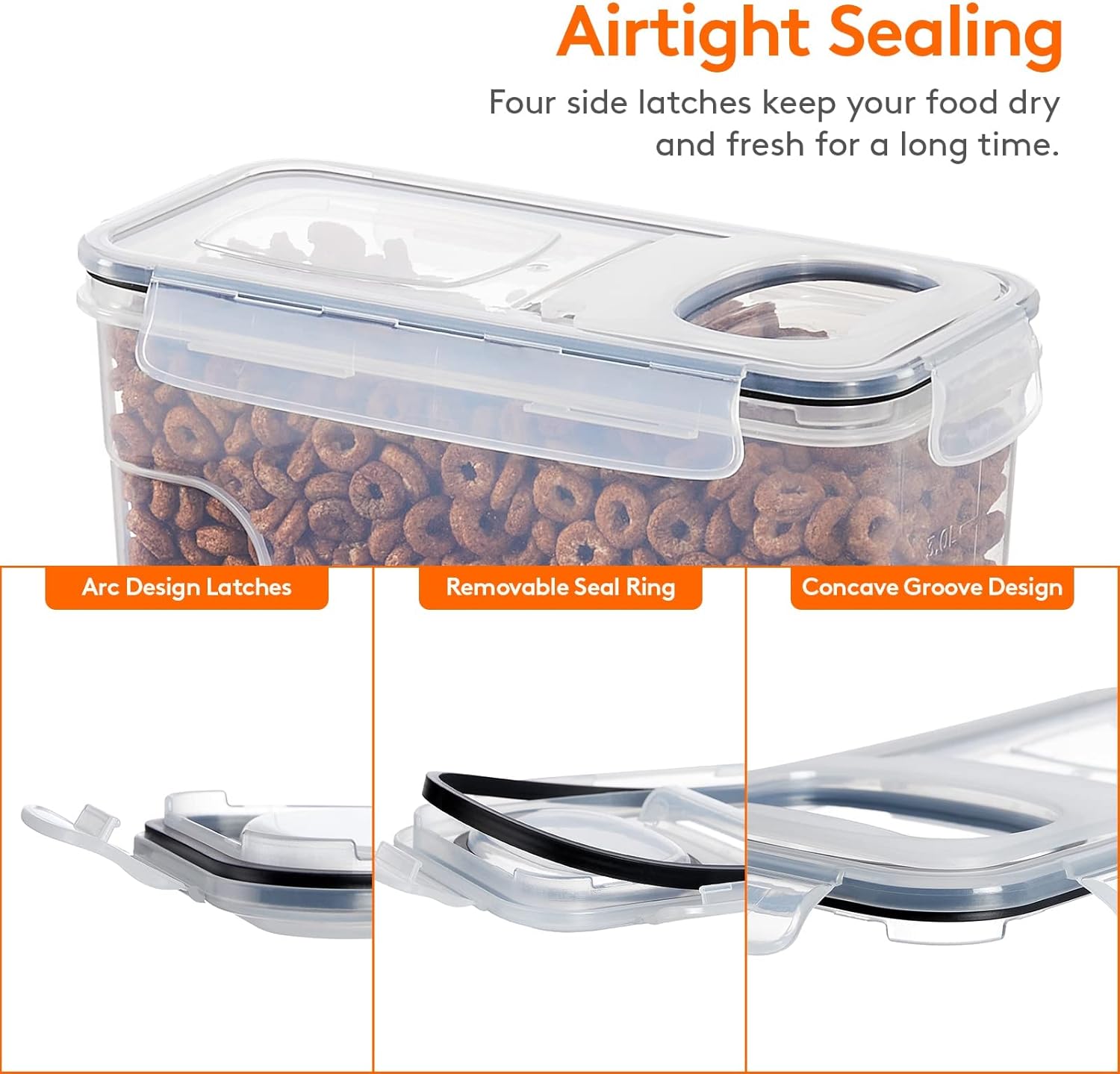 CARLA HOME Airtight Cereal Storage Containers BPA-Free Food Dispensers with view 5