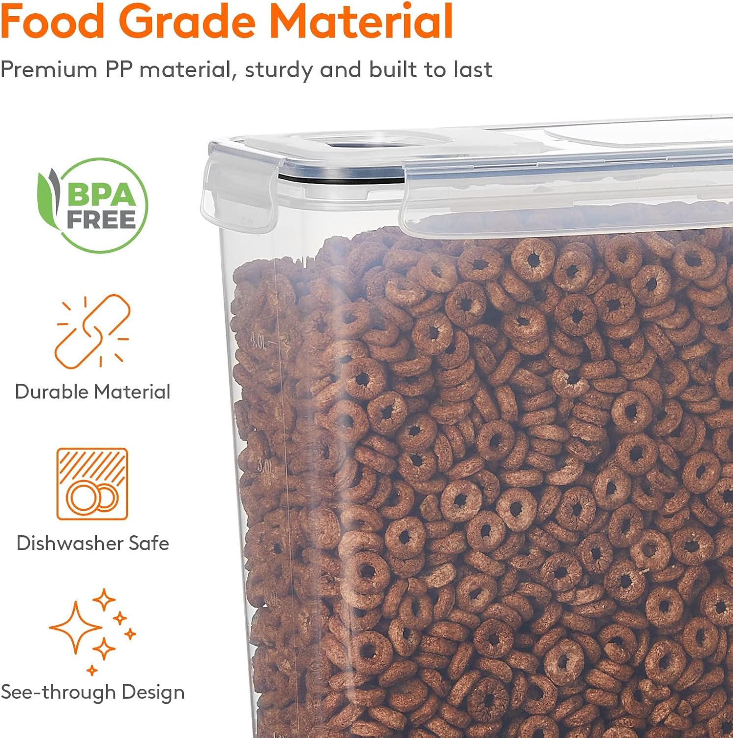 CARLA HOME Airtight Cereal Storage Containers BPA-Free Food Dispensers with view 6