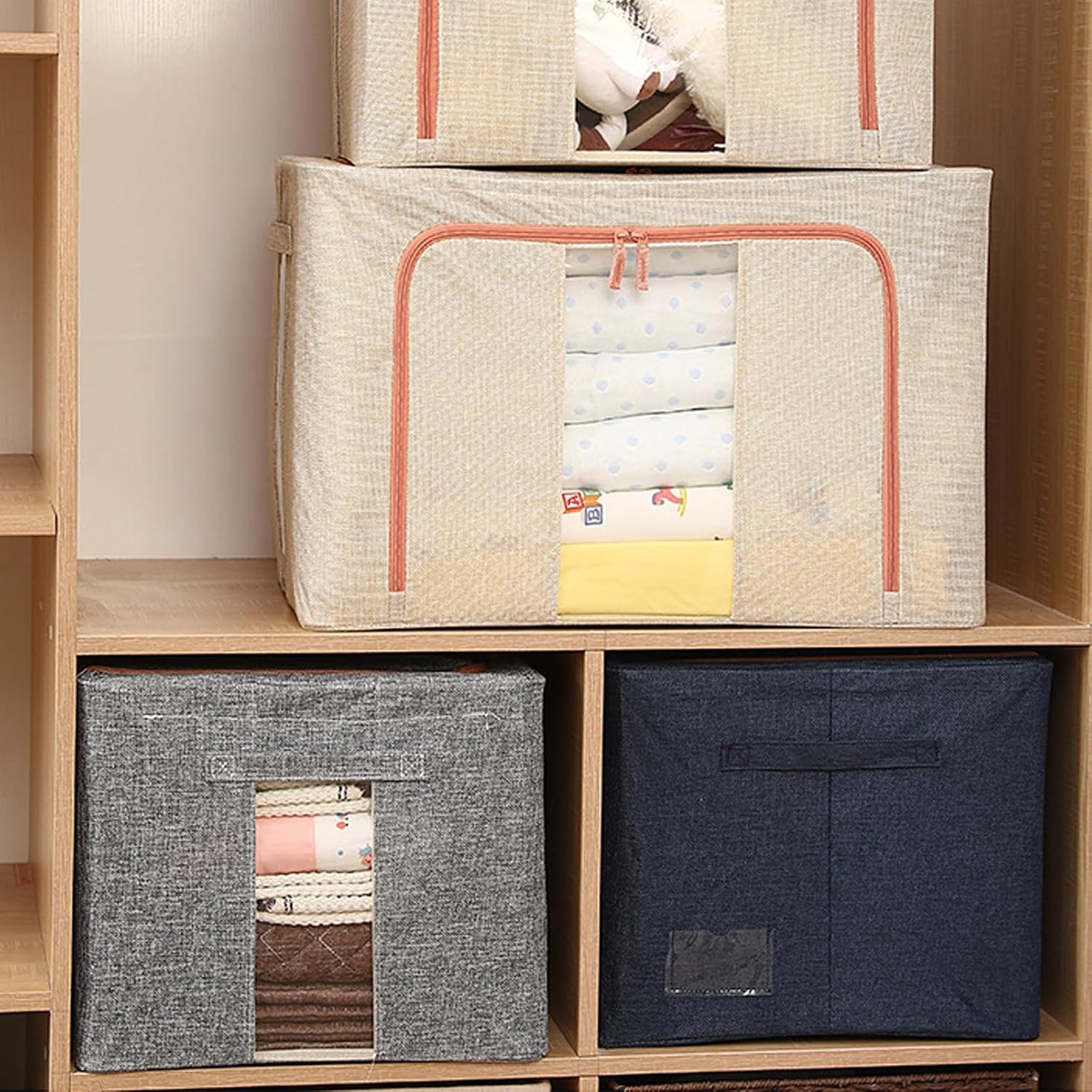 CARLA HOME 3 pack Large Clothes Storage Bins with Lids for Clothing view 8