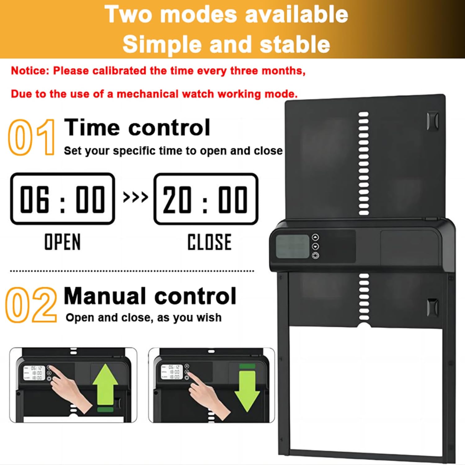 CARLA HOME Automatic Chicken Coop Door with Timer & LCD Screen view 2