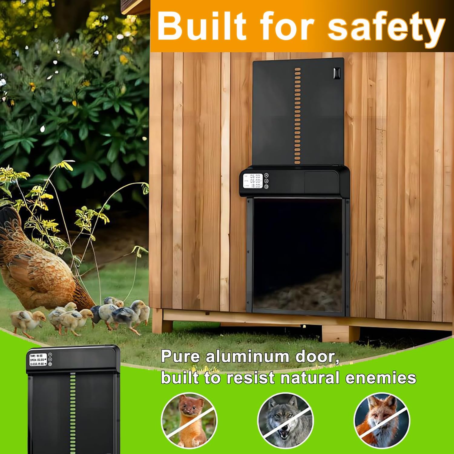 CARLA HOME Automatic Chicken Coop Door with Timer & LCD Screen view 5