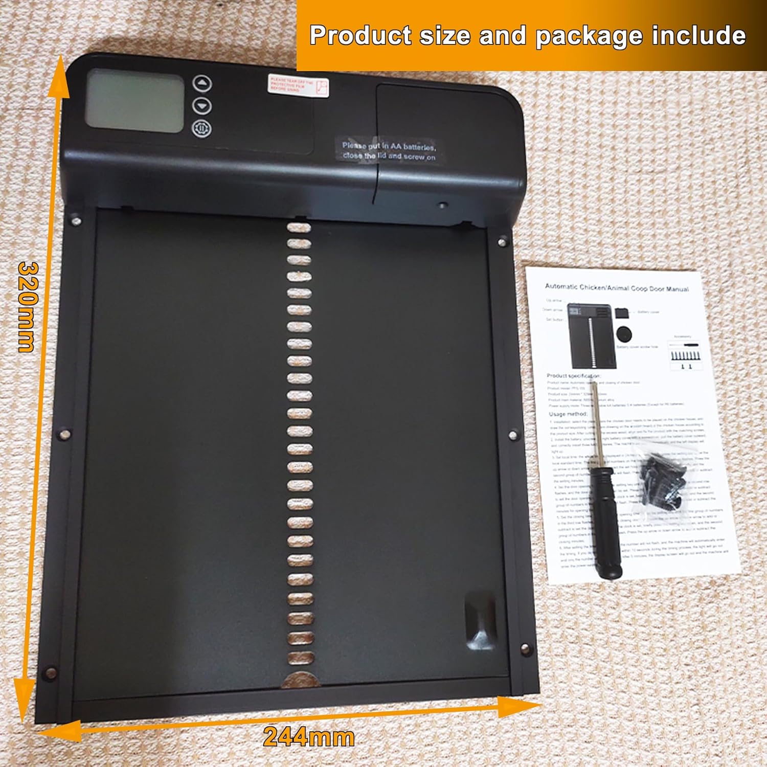 CARLA HOME Automatic Chicken Coop Door with Timer & LCD Screen view 9