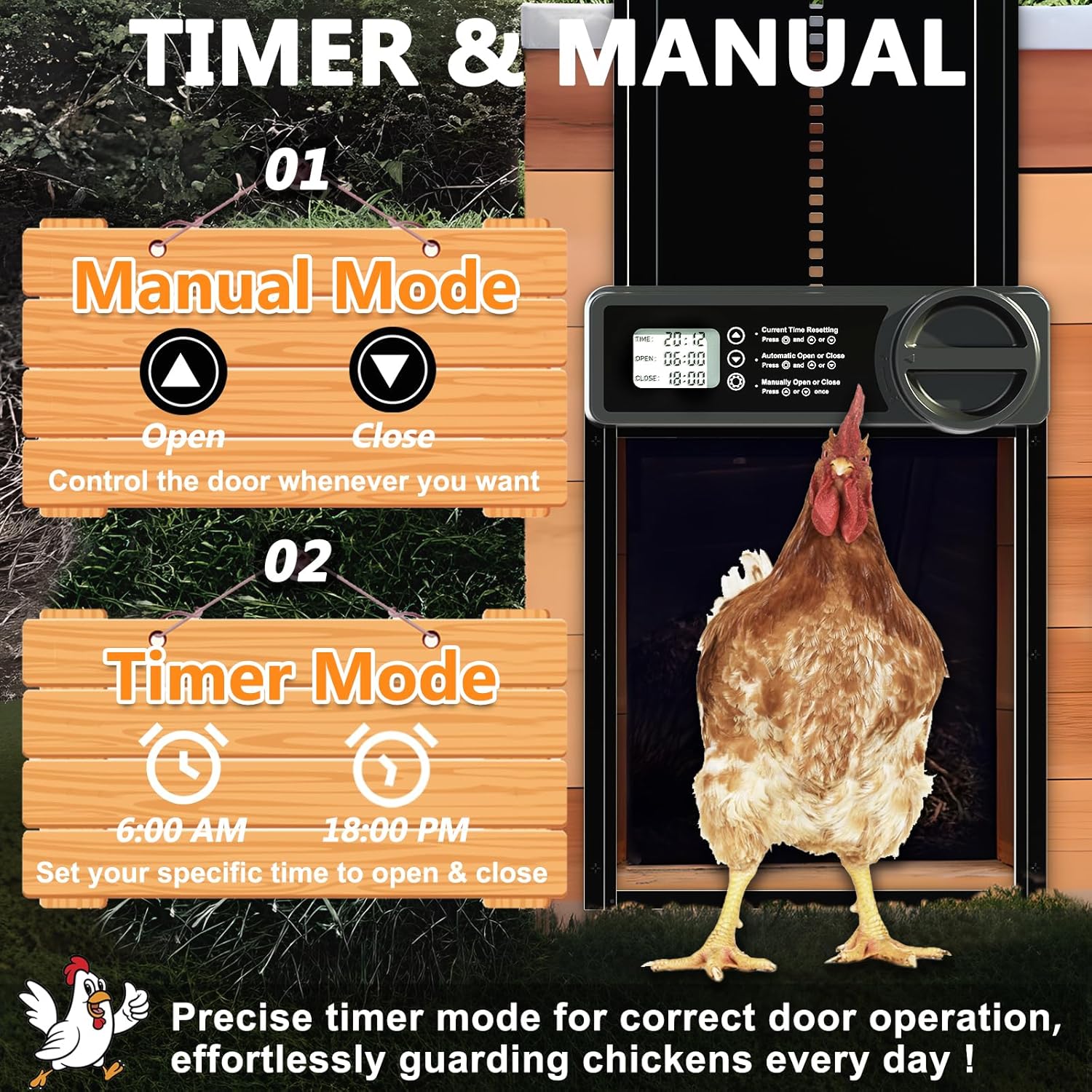 CARLA HOME Automatic Chicken Coop Door Opener with Timer Control view 2