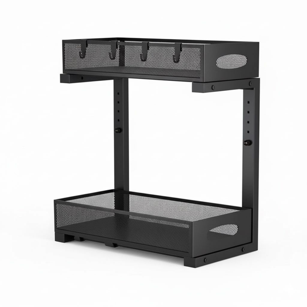 CARLA HOME 2 Tier Under Sink Organizer Pull Out Sliding Cabinet Storage Shelf view 9