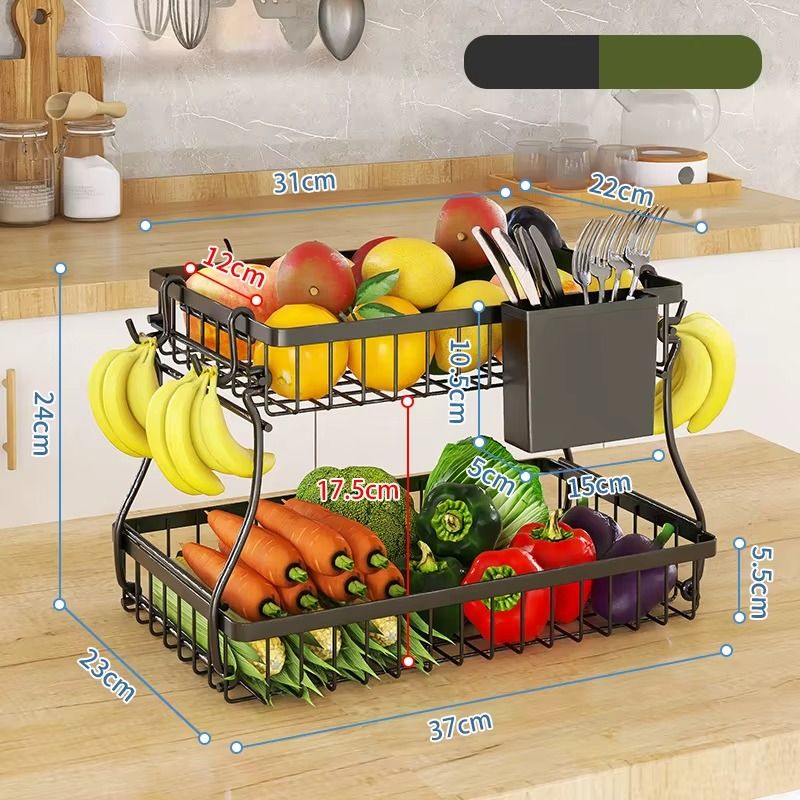 CARLA HOME 2-Tier Fruit Basket Metal Storage Bowl Kitchen Counter Organizer view 6
