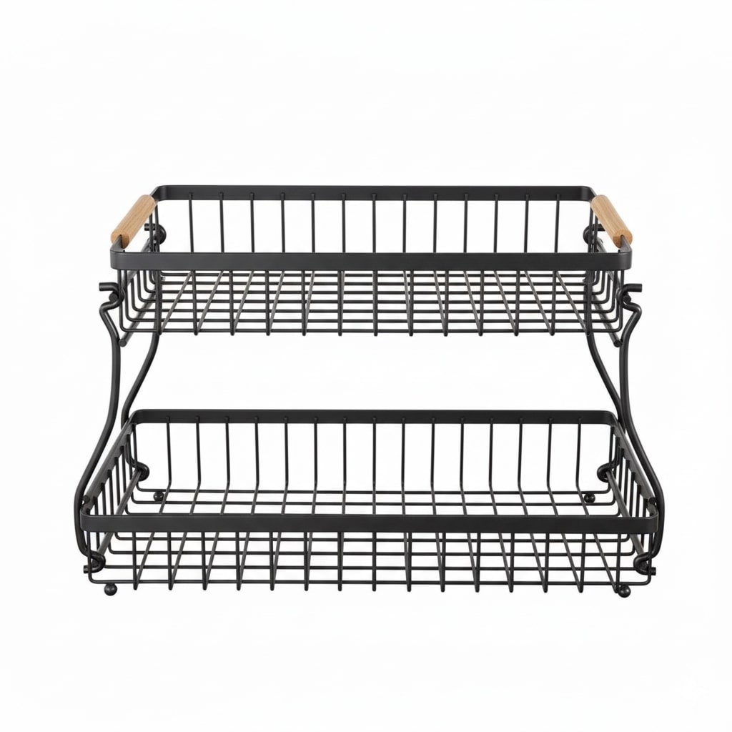CARLA HOME 2-Tier Fruit Basket Metal Storage Bowl Kitchen Counter Organizer view 10