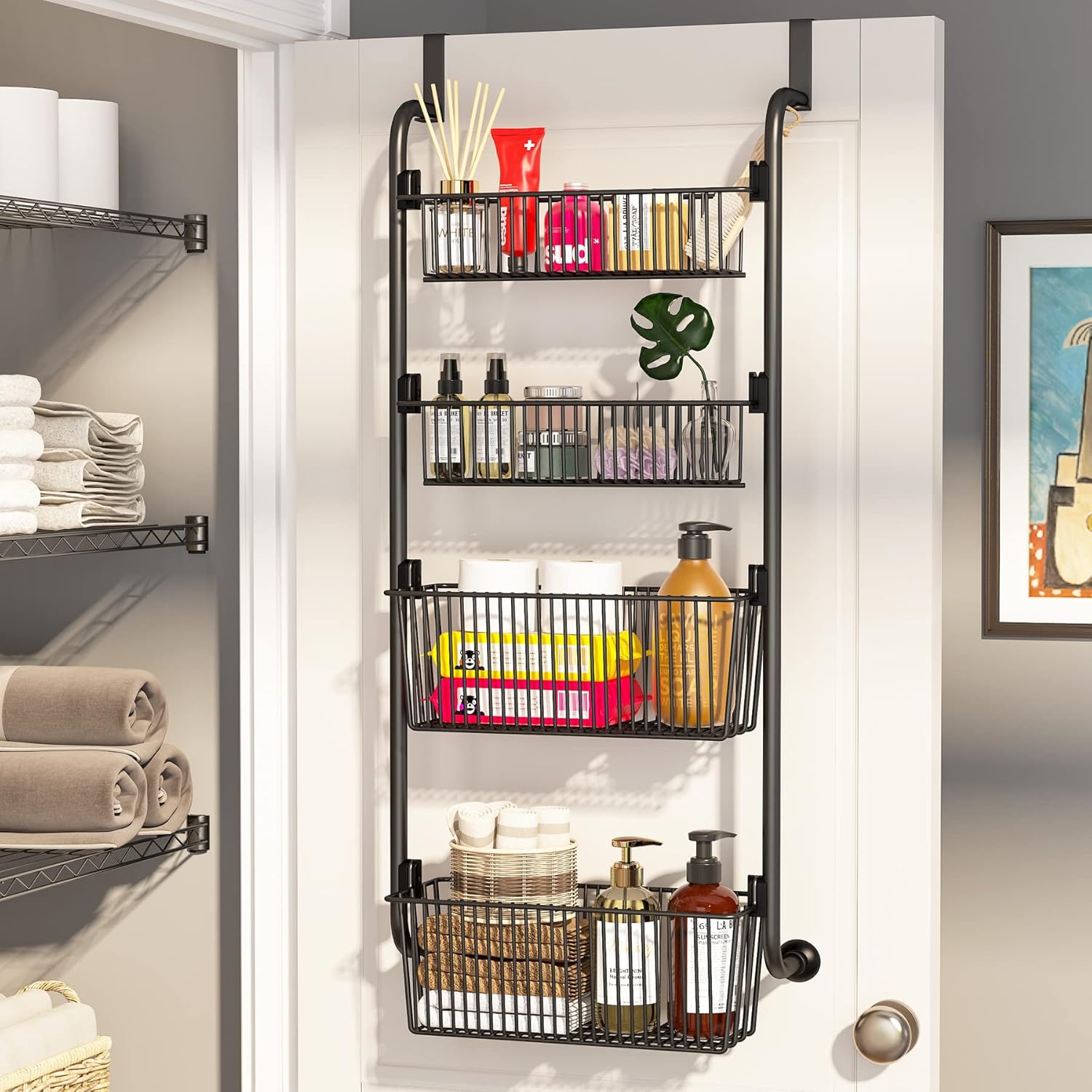 CARLA HOME 4-Tier Over the Door Organizer Heavy-Duty Metal Pantry Rack with