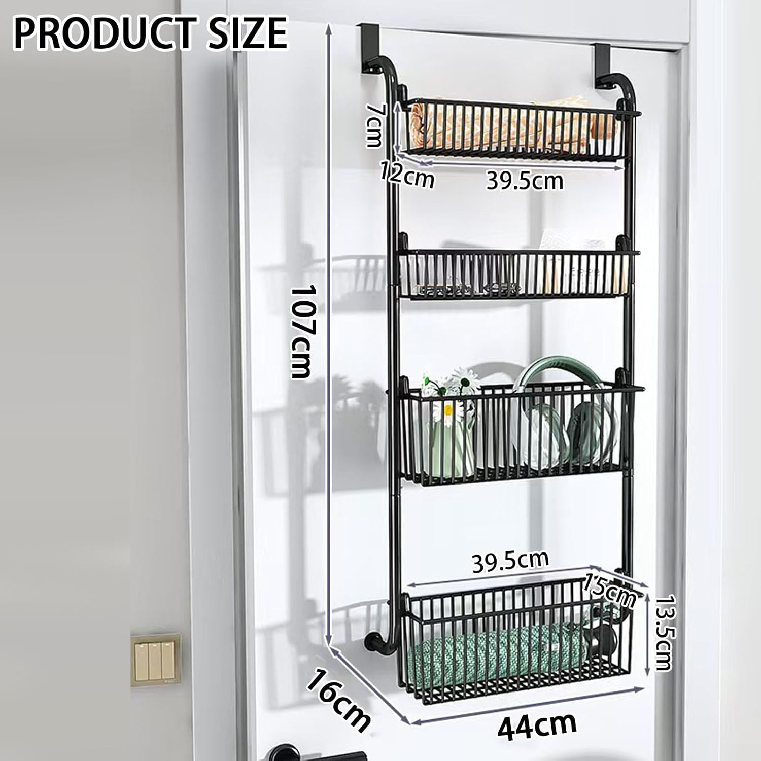CARLA HOME 4-Tier Over the Door Organizer Heavy-Duty Metal Pantry Rack with view 6
