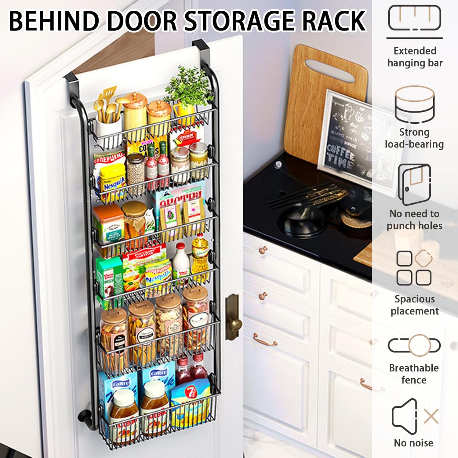 CARLA HOME 6-Tier Over the Door Organizer Heavy-Duty Metal Pantry Rack with view 3